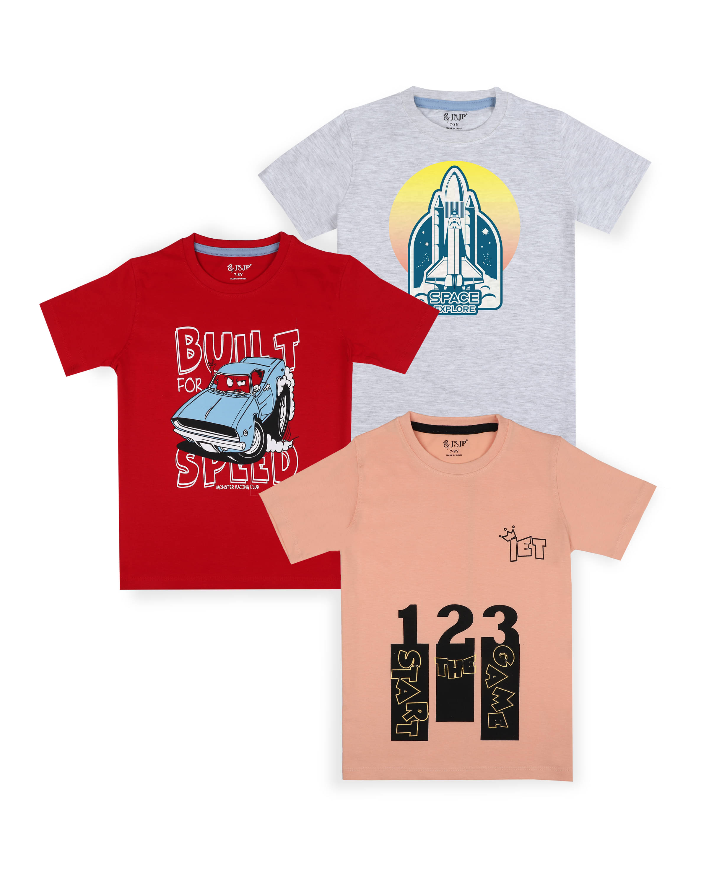     			J&JP Pack of 1 Boys Cotton Blend T-Shirt ( Multicolor )