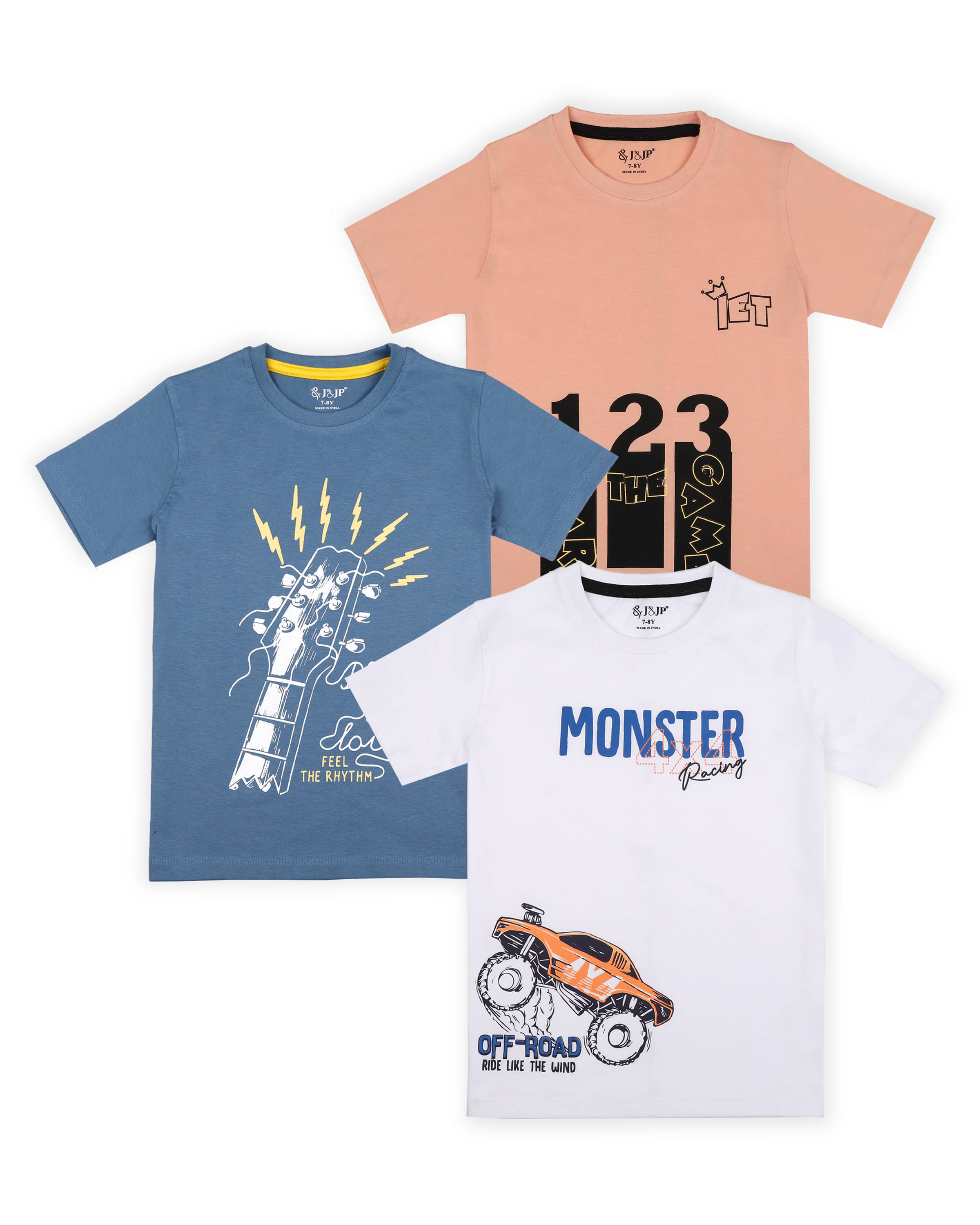     			J&JP Pack of 2 Boys Cotton Blend T-Shirt ( Multicolor )