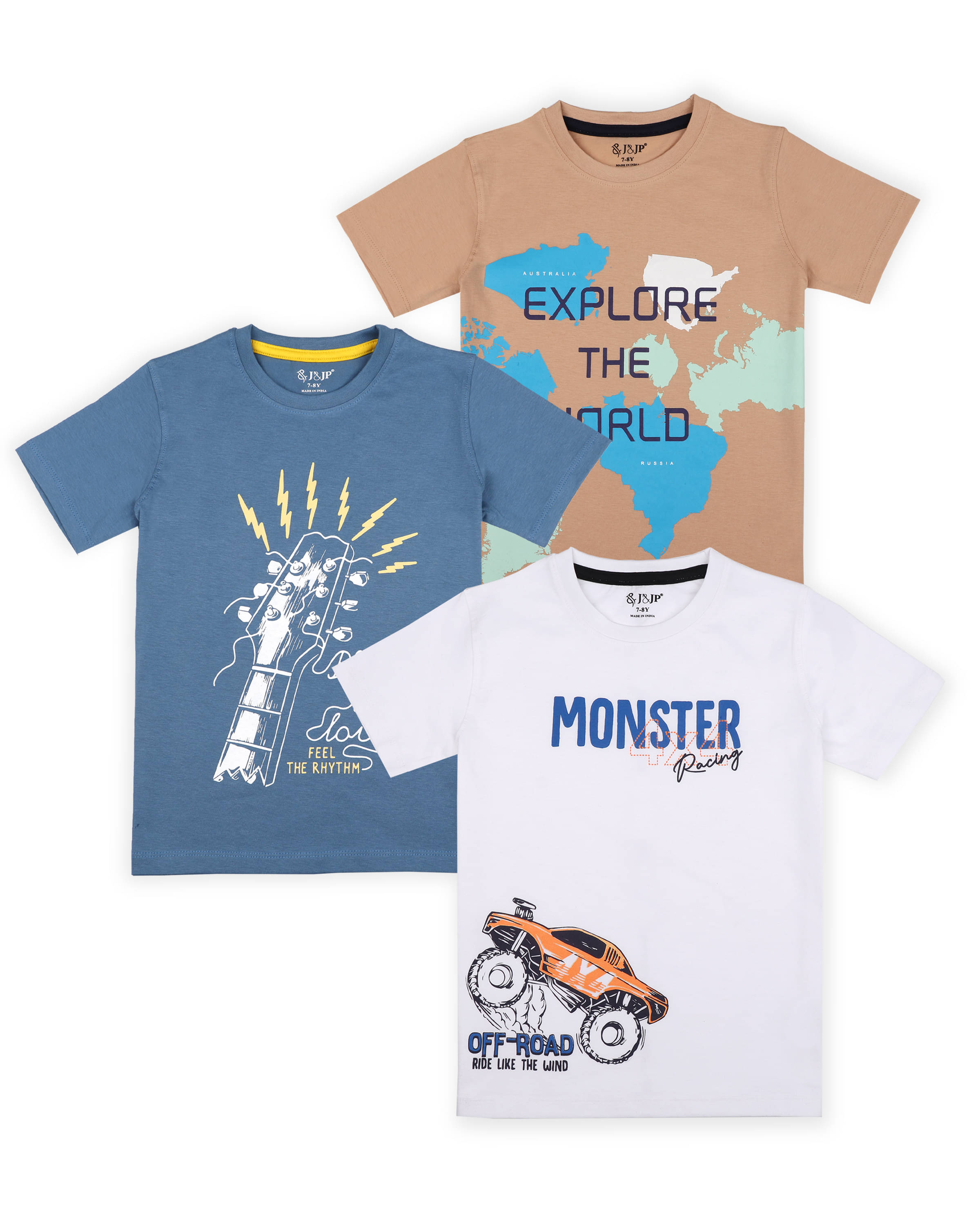     			J&JP Pack of 1 Boys Cotton Blend T-Shirt ( Multi Color )