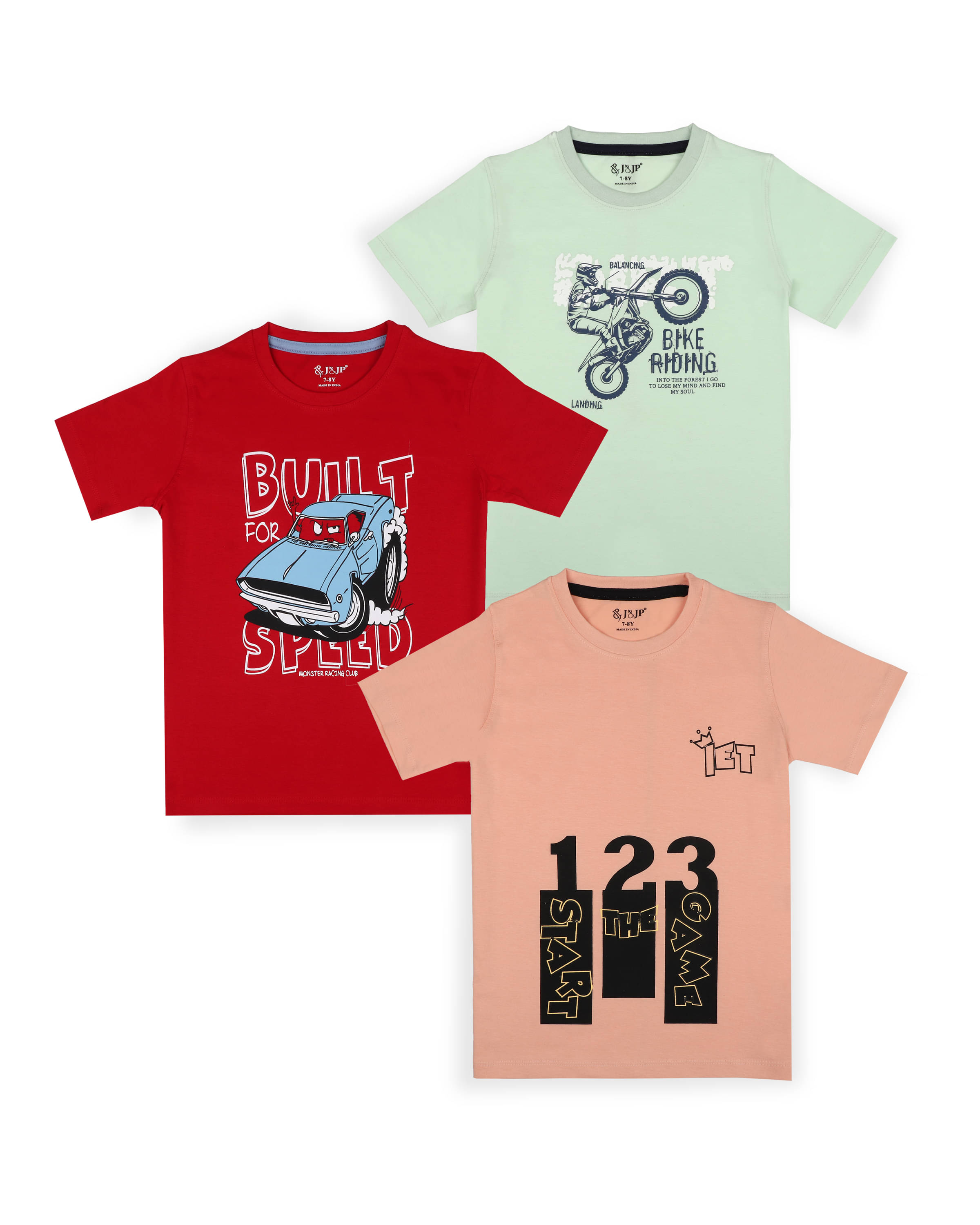     			J&JP Pack of 1 Boys Cotton Blend T-Shirt ( Multi Color )