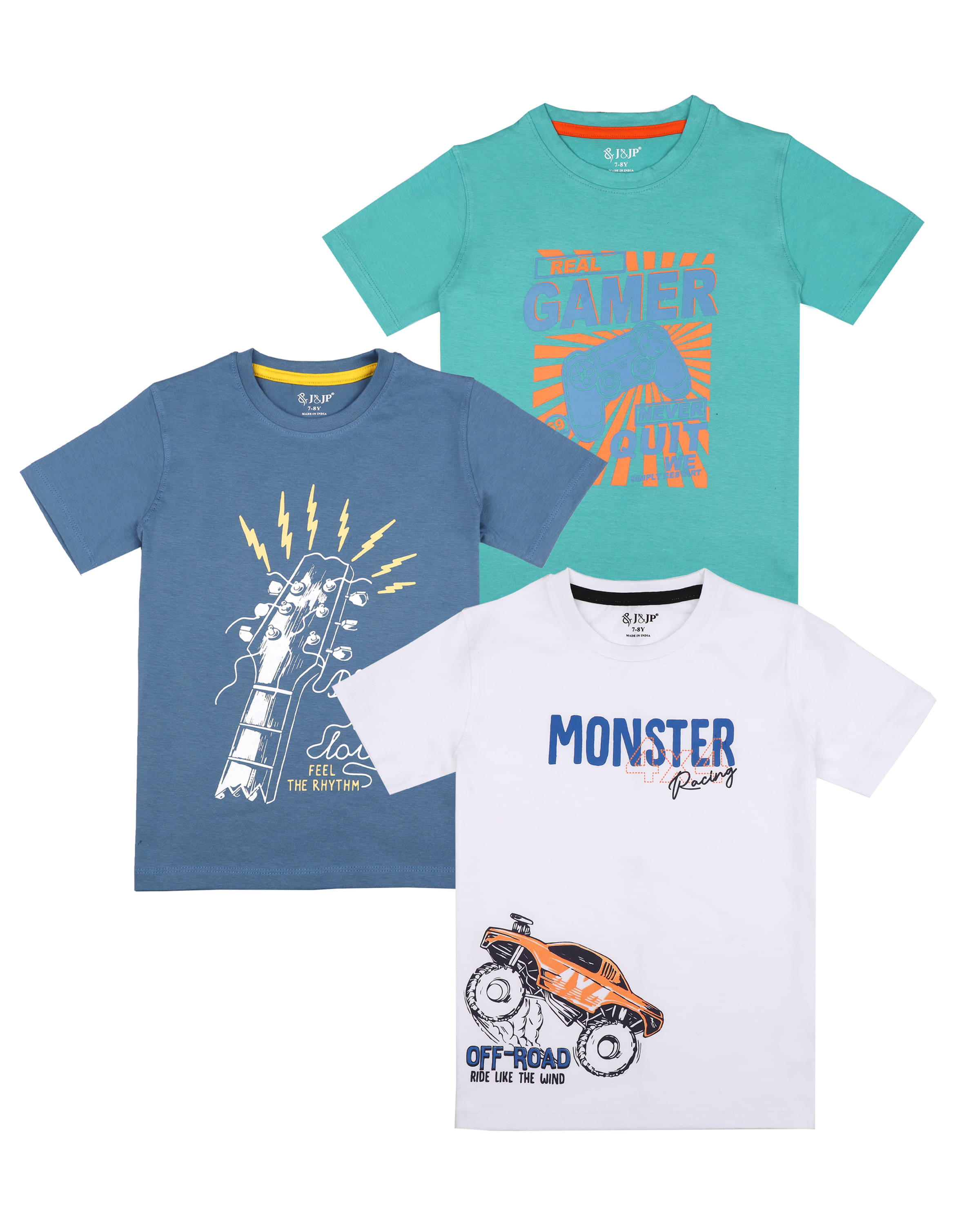     			J&JP Pack of 1 Boys Cotton Blend T-Shirt ( Multi Color )
