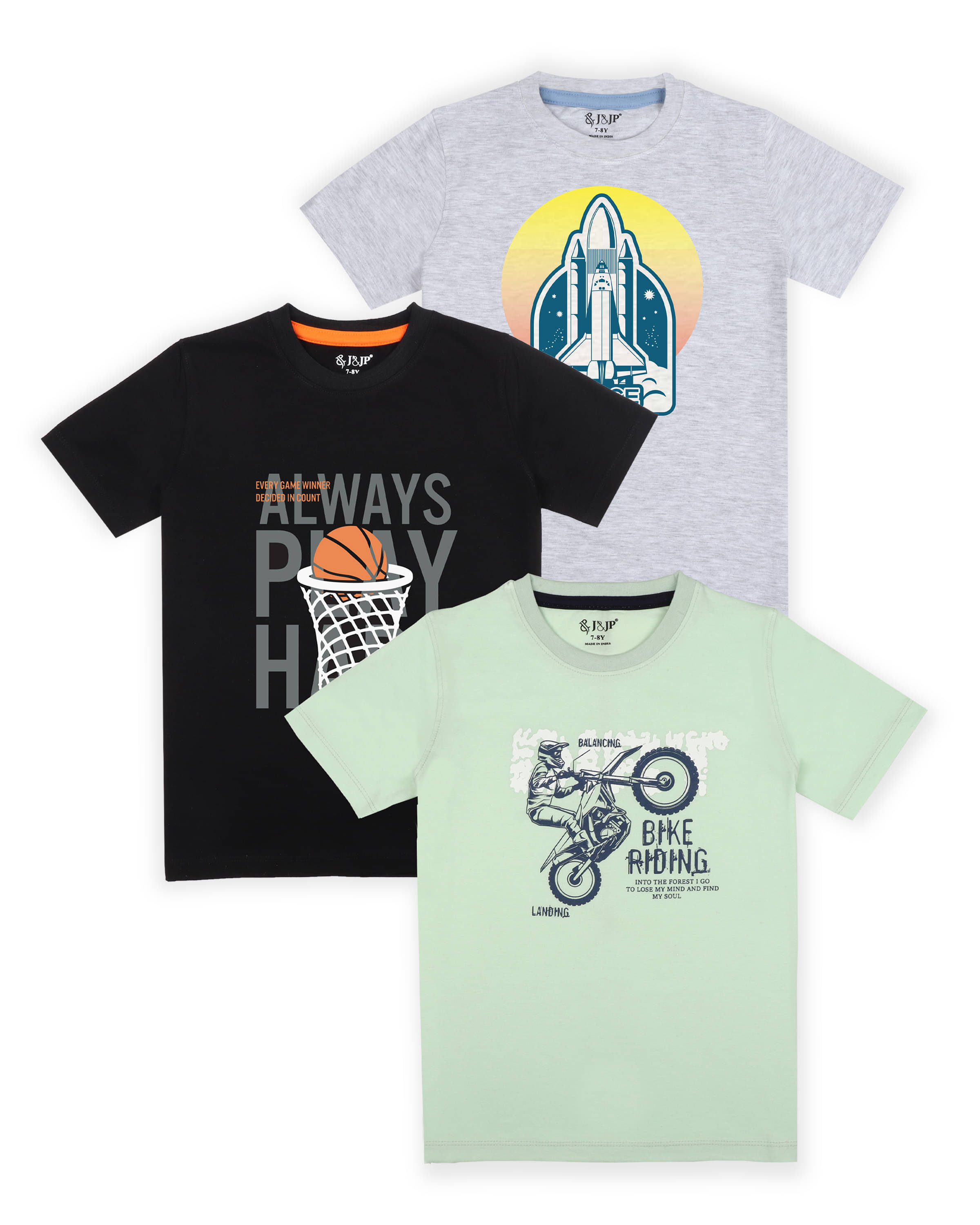     			J&JP Pack of 1 Boys Cotton Blend Polo T-Shirt ( Multicolor )