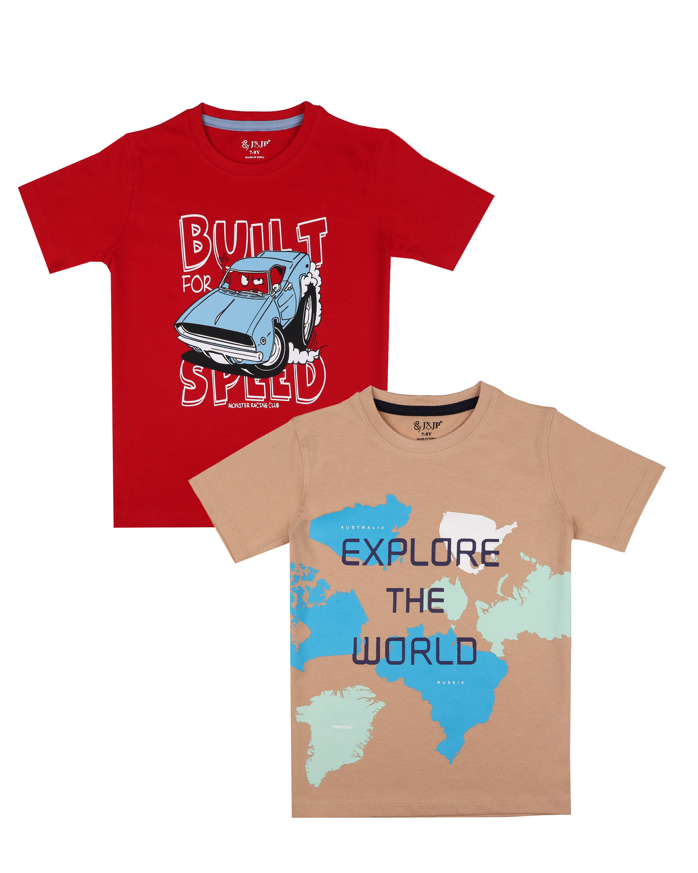     			J&JP Pack of 1 Boys Cotton Blend T-Shirt ( Multicolor )