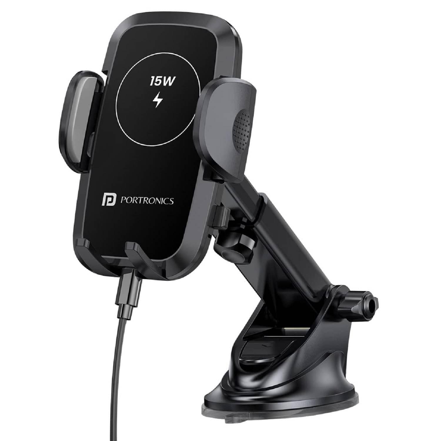 Portronics Dashboard & Windshield Single Clamp Car Mobile Holder - Black Portronics Dashboard & Windshield Single Clamp Car Mobile Holder - Black