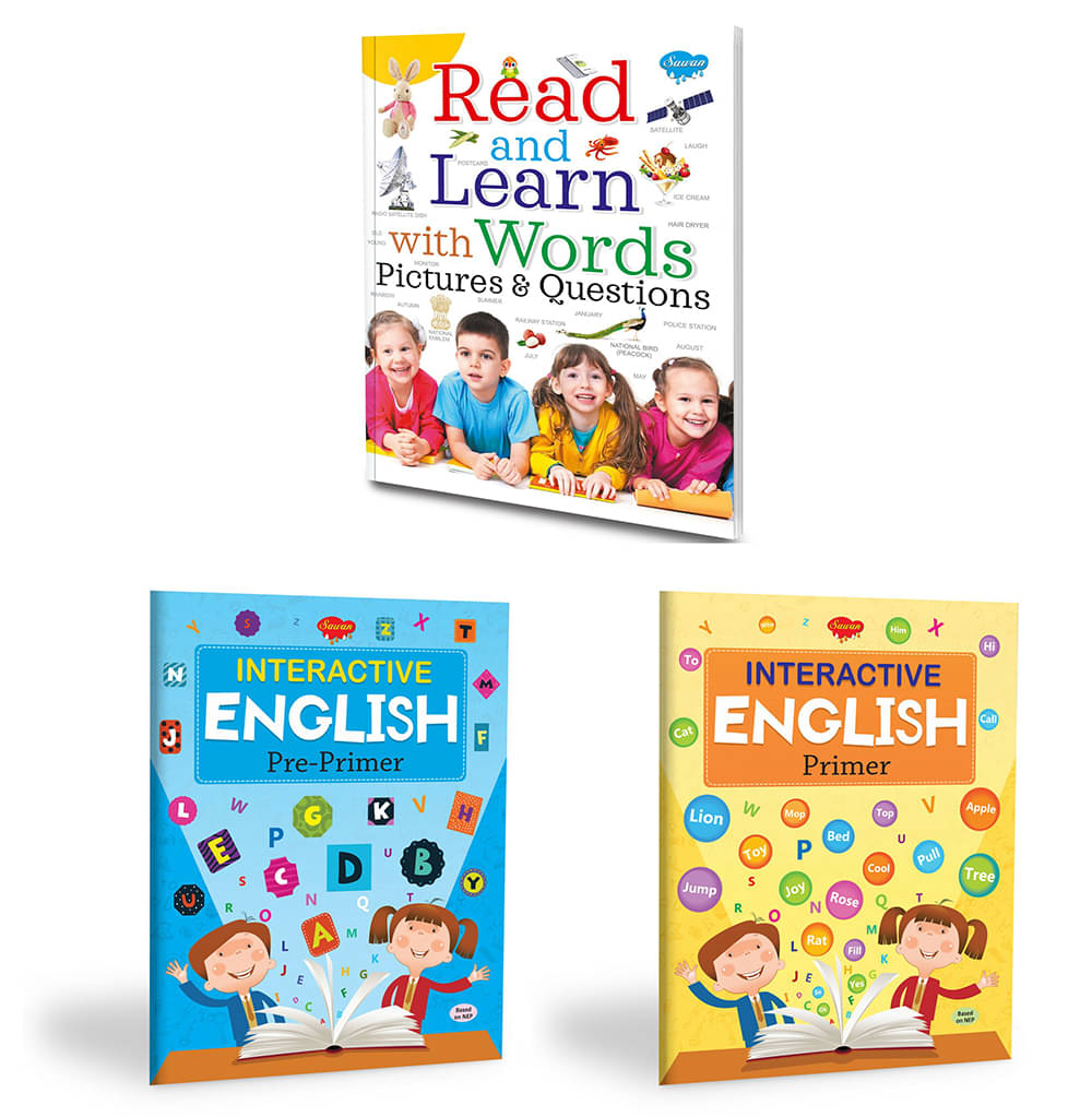 Read And Learn With Words Pictures & Questions, Interactive English Pre-Primer, Interactive English Primer | Set Of 3 English Learning Books (Paperback, Manoj Publications Editorial Board) Read And Learn With Words Pictures & Questions, Interactive English Pre-Primer, Interactive English Primer | Set Of 3 English Learning Books (Paperback, Manoj Publications Editorial Board)