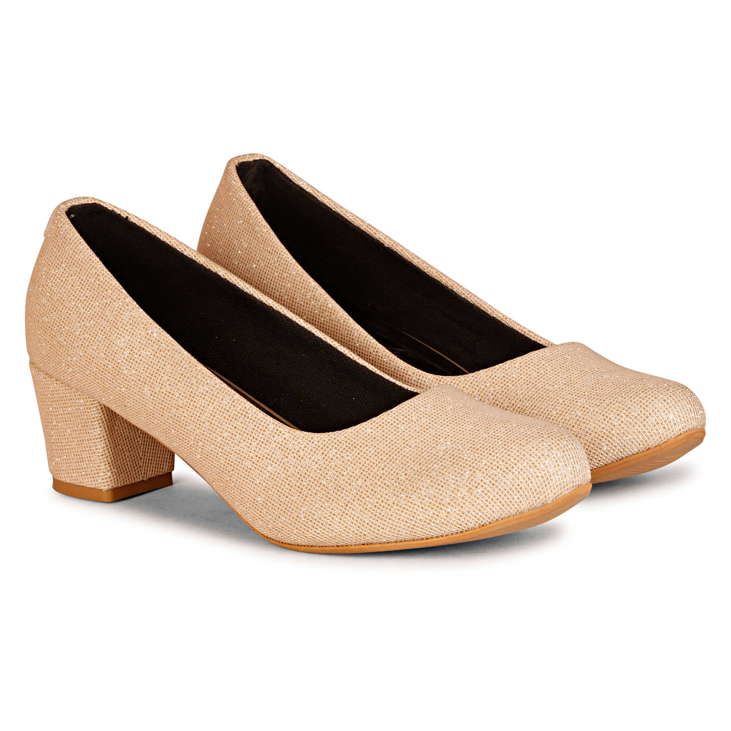     			Saheb Beige Women's Slip On Heels