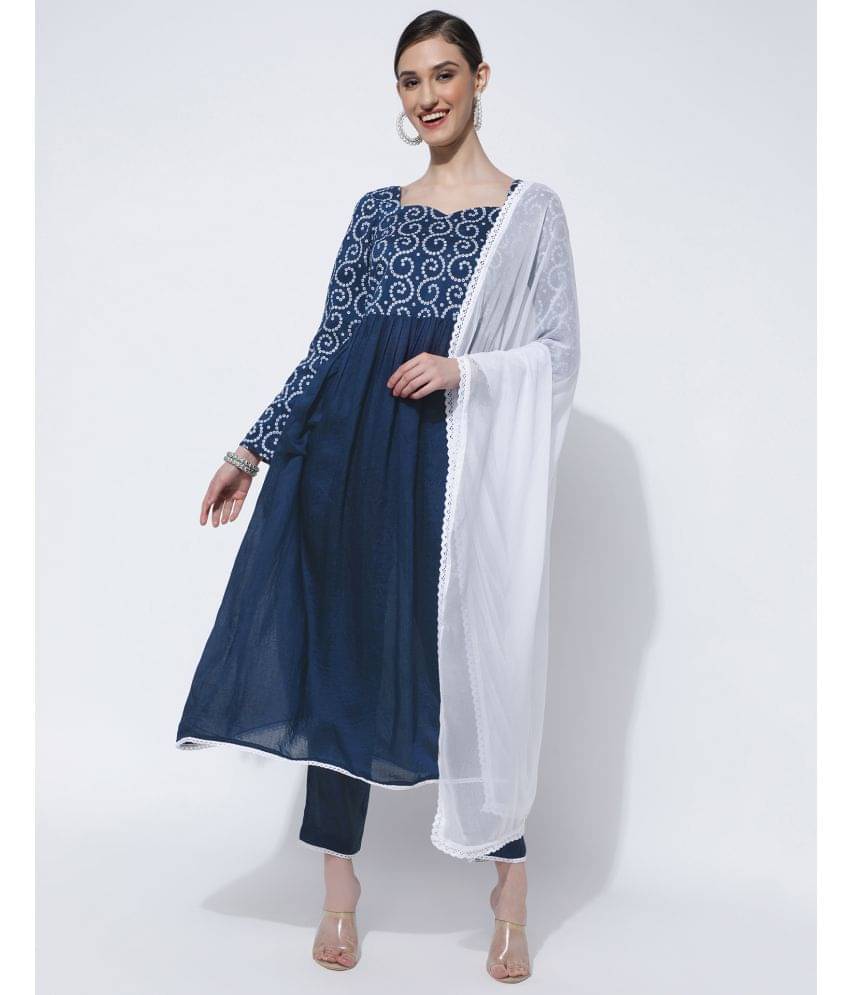Skylee Chiffon Printed Kurti With Pants Women's Stitched Salwar Suit - Teal ( Pack of 1 ) Skylee Chiffon Printed Kurti With Pants Women's Stitched Salwar Suit - Teal ( Pack of 1 )