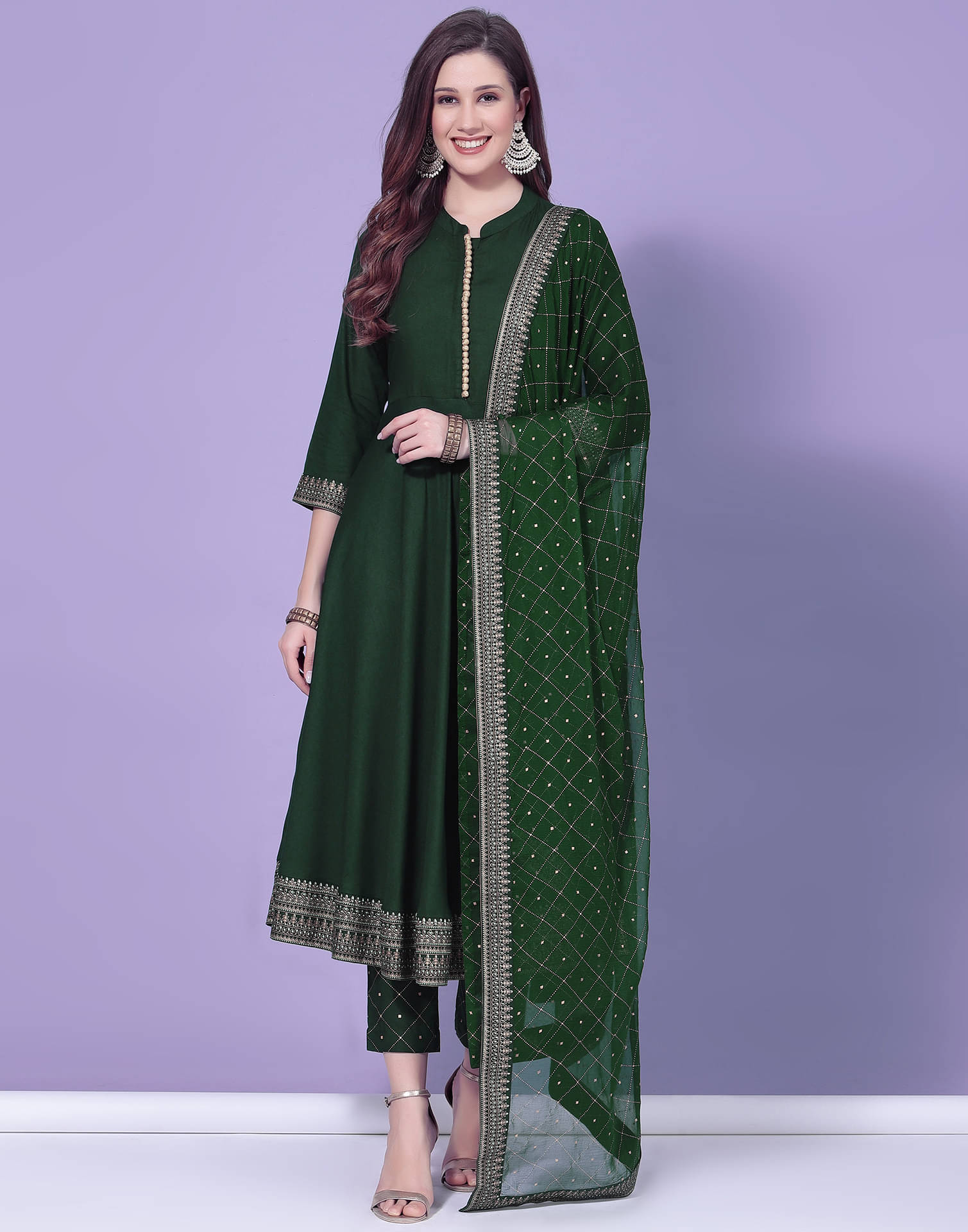     			Skylee Rayon Embroidered Kurti With Pants Women's Stitched Salwar Suit - Green ( Pack of 1 )