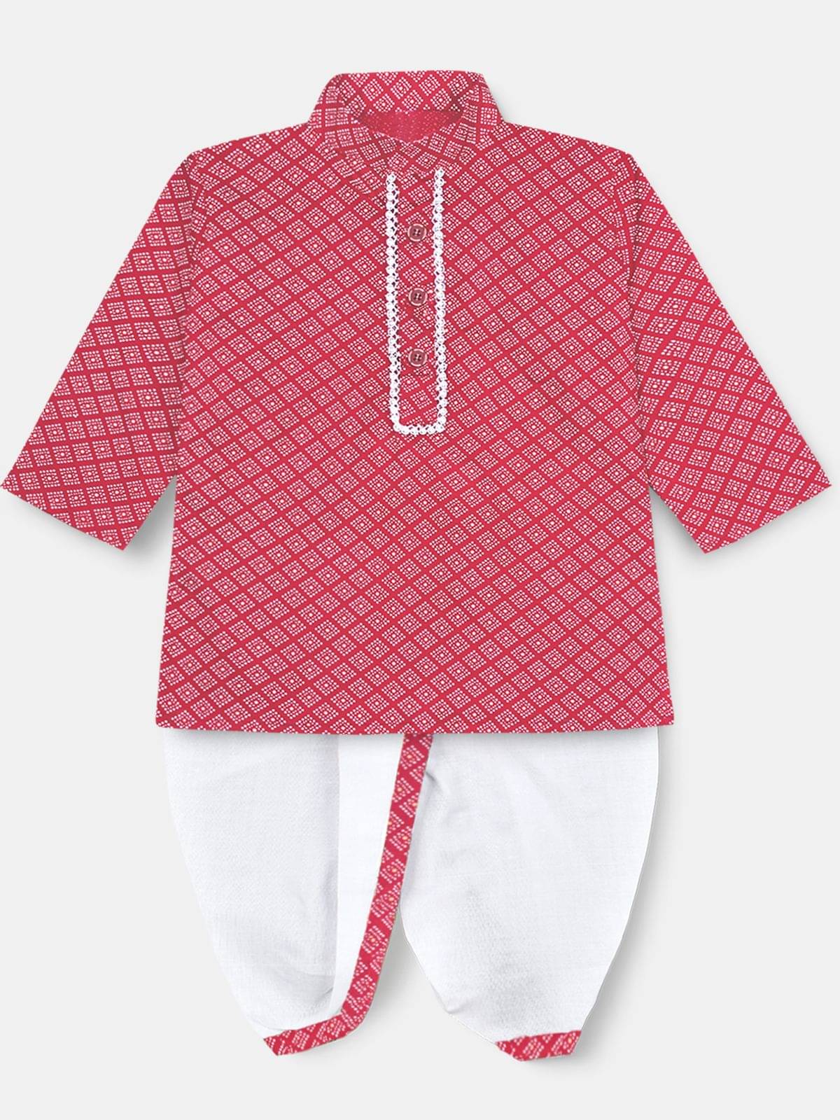     			mustmom Boys Rayon Polka Dots - Pattern Dhoti Kurta Set ( Maroon , Pack of 1 )