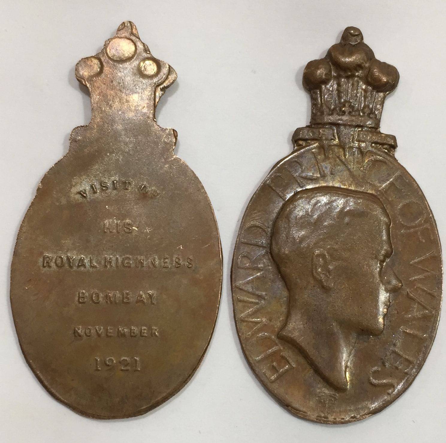 1921 VERY RARE - Edward Prince of Wales Visit to Bombay, Bronze England, Collecting Medal 1921 VERY RARE - Edward Prince of Wales Visit to Bombay, Bronze England, Collecting Medal