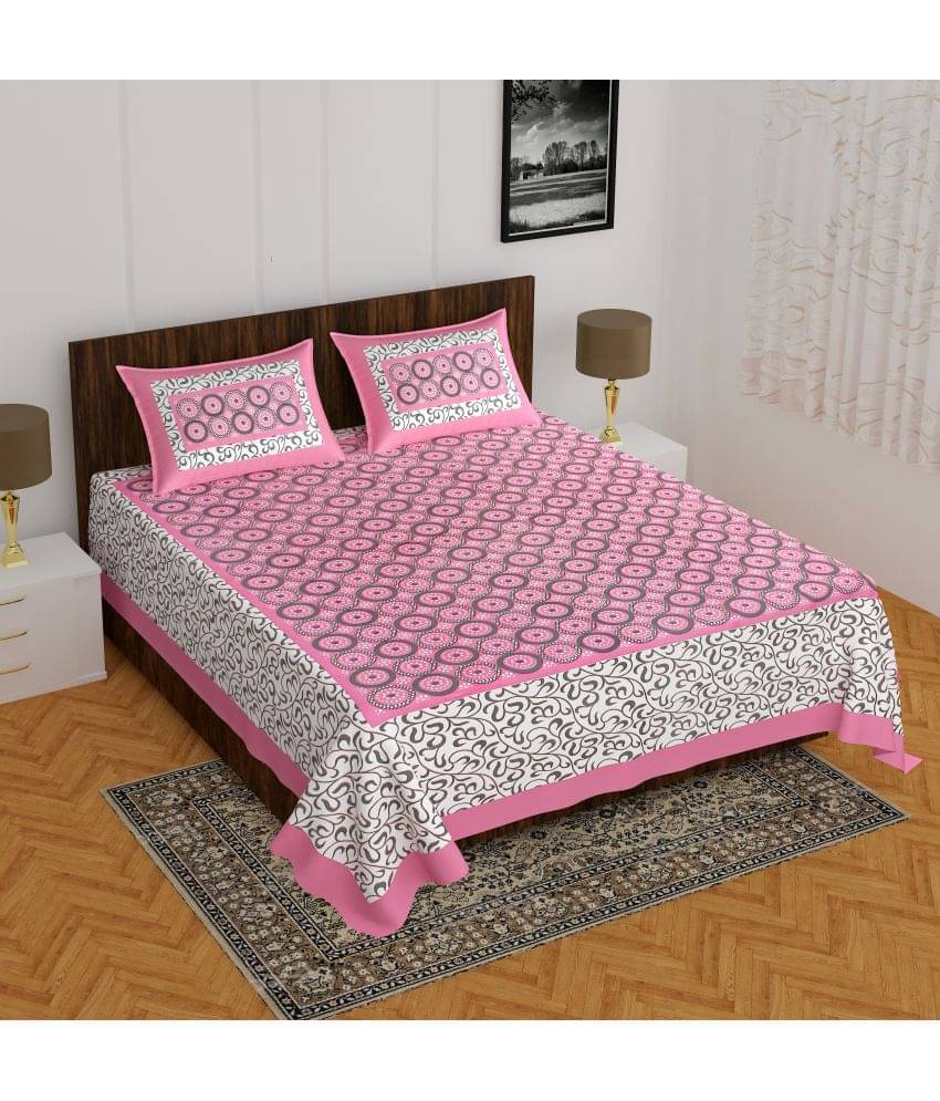 CLOTHOLOGY Cotton 1 Double Bedsheet with 2 Pillow Covers ( Pink )     			CLOTHOLOGY Cotton 1 Double Bedsheet with 2 Pillow Covers ( Pink )