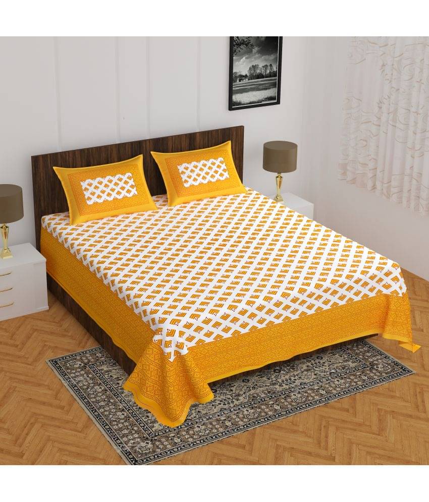CLOTHOLOGY Cotton 1 Double Bedsheet with 2 Pillow Covers ( Yellow ) CLOTHOLOGY Cotton 1 Double Bedsheet with 2 Pillow Covers ( Yellow )