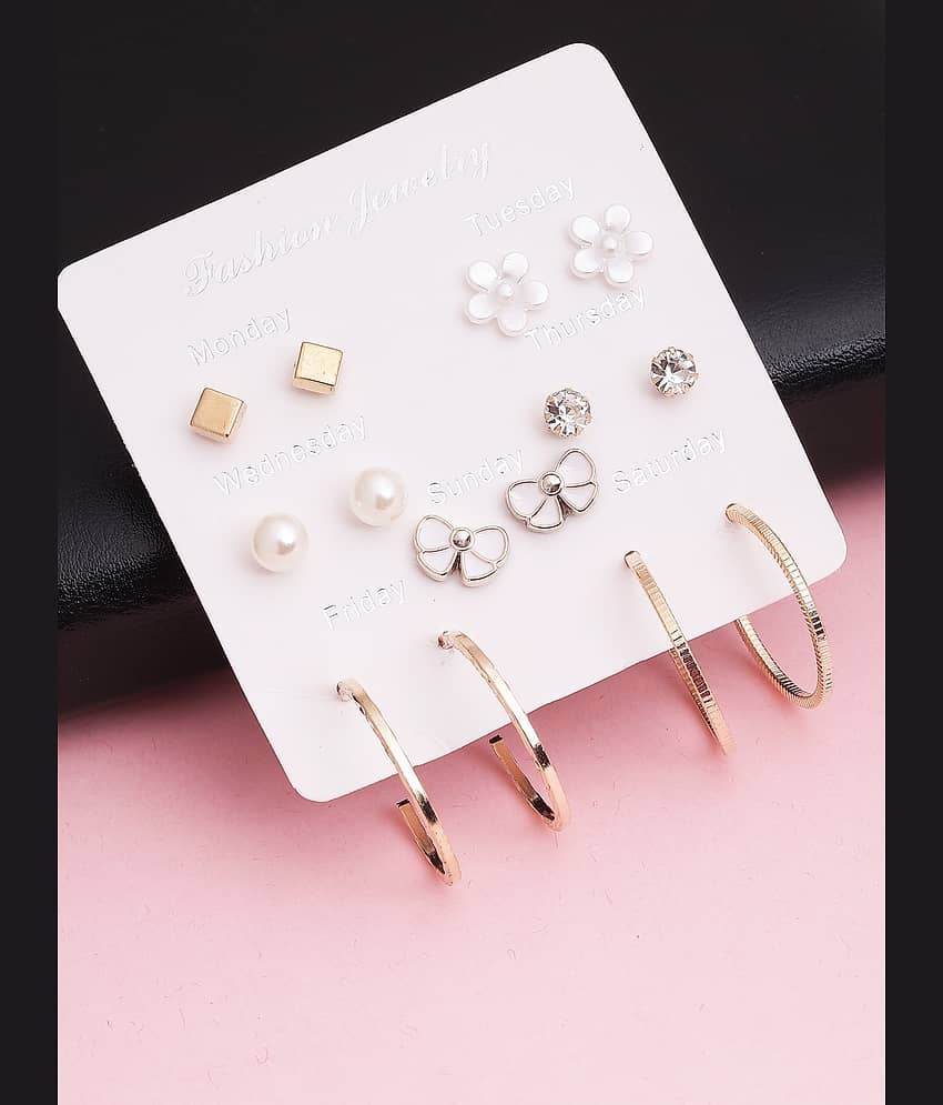 Chocozone Multi Color Stud Earrings ( Pack of 7 ) - Earrings | Buy online on ZillyBuy