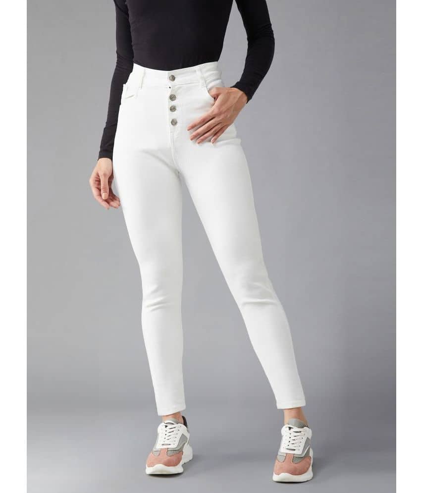 Dolce Crudo - White Denim Skinny Fit Women's Jeans ( Pack of 1 ) - Jeans | Buy online on ZillyBuy