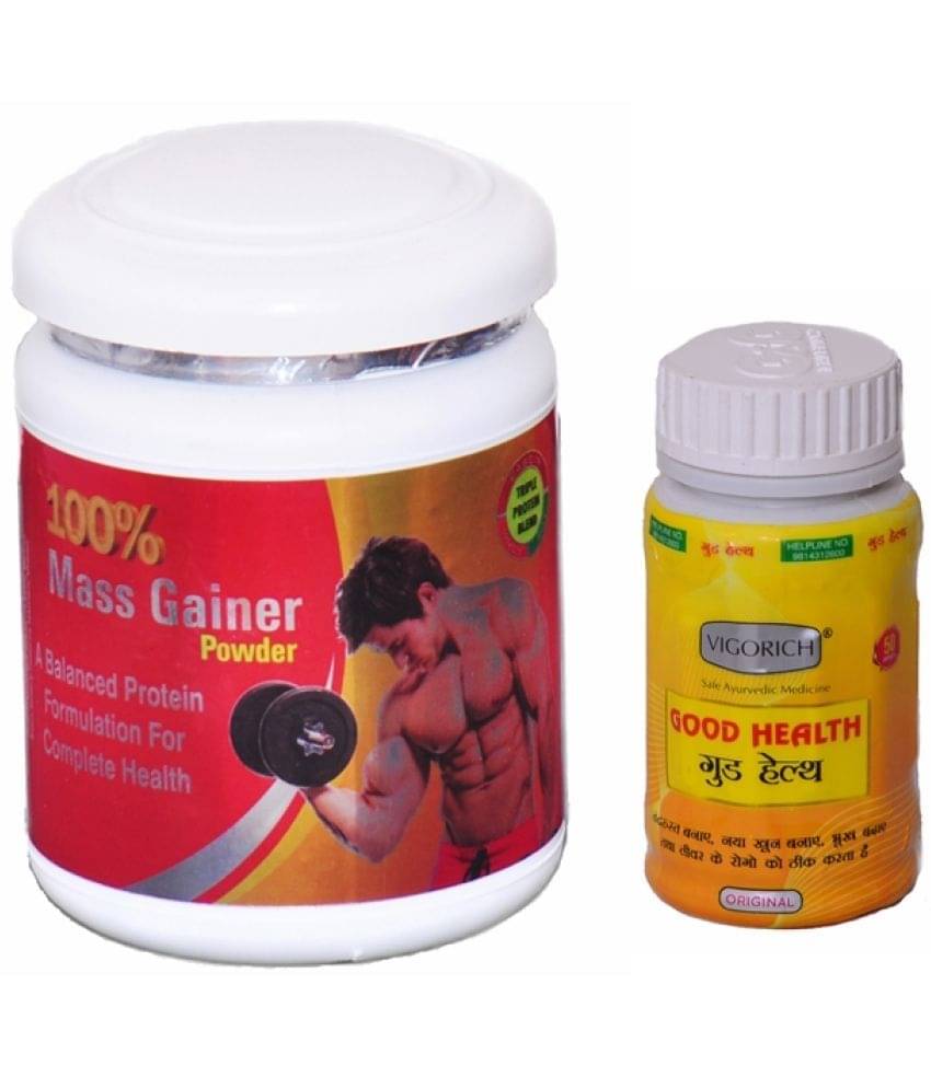 Dr. Chopra G&G Good Health 50 Capsules & Rikhi 100% Mass Gainer Powder 300 gm Chocolate Flavor Dr. Chopra G&G Good Health 50 Capsules & Rikhi 100% Mass Gainer Powder 300 gm Chocolate Flavor