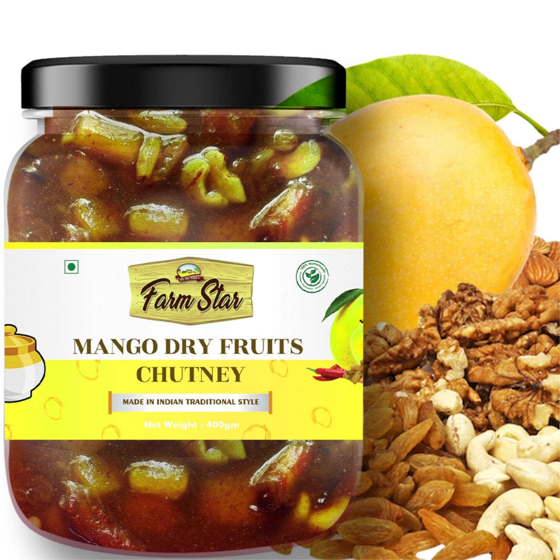     			Farm Star Sour & Sweet Mango Dryfruits Chutney 400 g