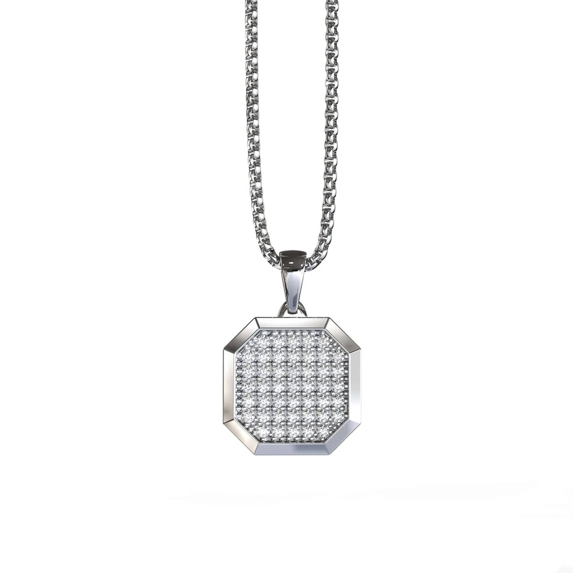 Fashion Frill Silver Chain For Men Stainless Steel Geometric AD Studded Stylish Silver Chain For Men Boys Love Gifts Mens Jewellery