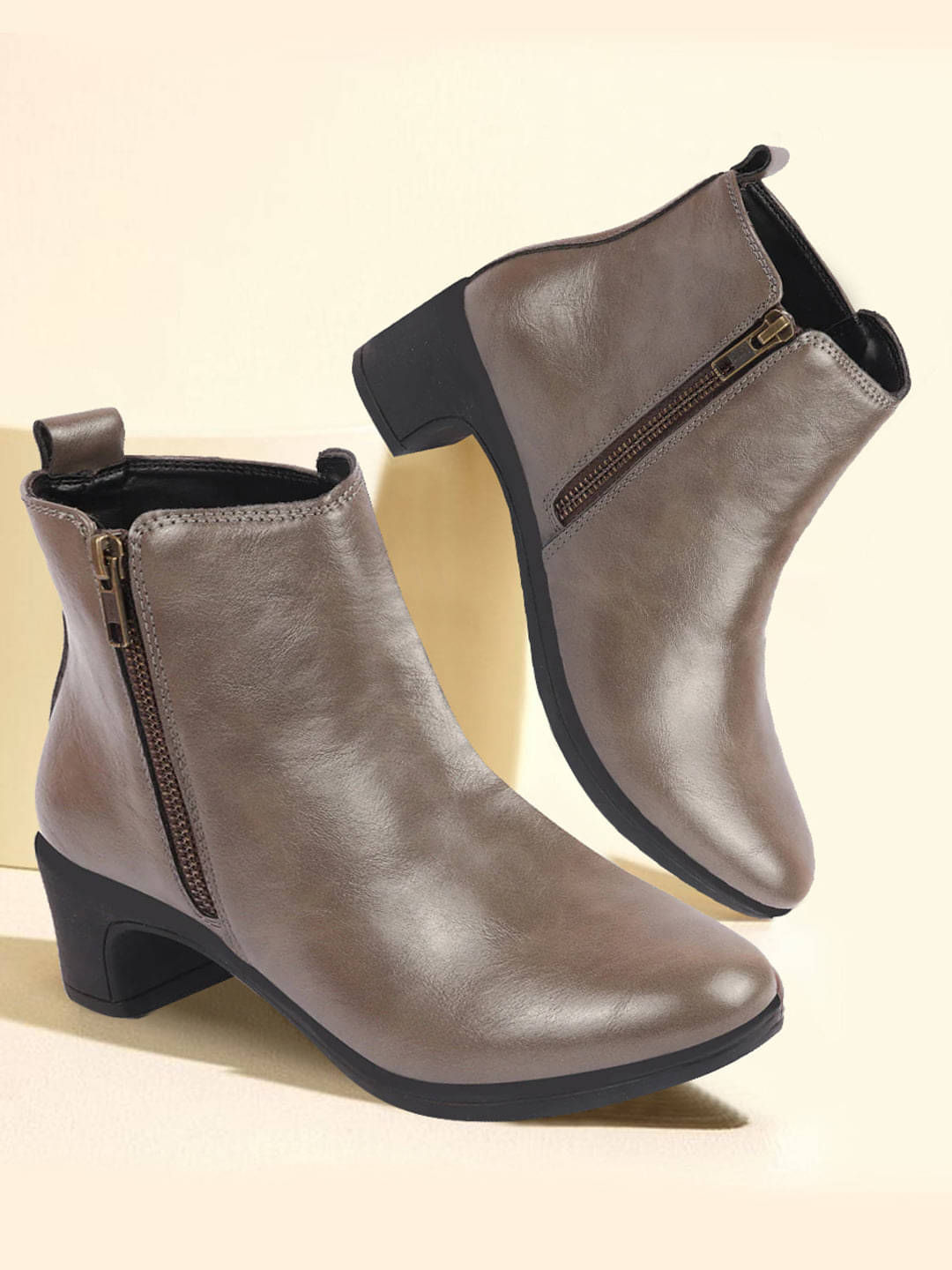     			Fausto Light Grey Women's Mid Calf Length Boots