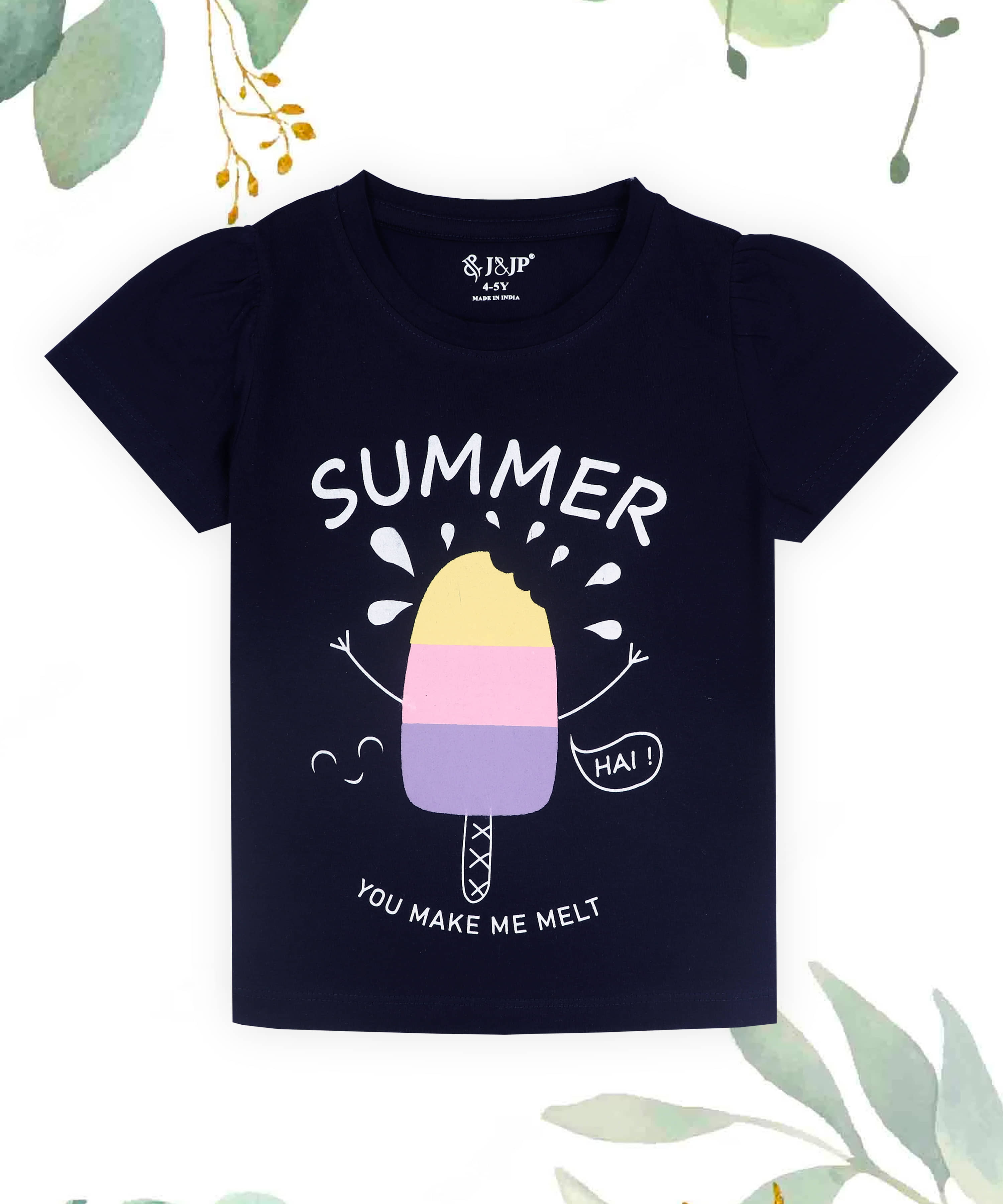 J&JP Pack of 1 Girls Cotton T-Shirt ( Blue )