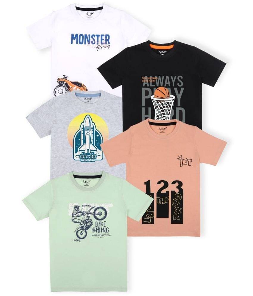     			J&JP Pack of 1 Boys Cotton Blend T-Shirt ( Multi Color )
