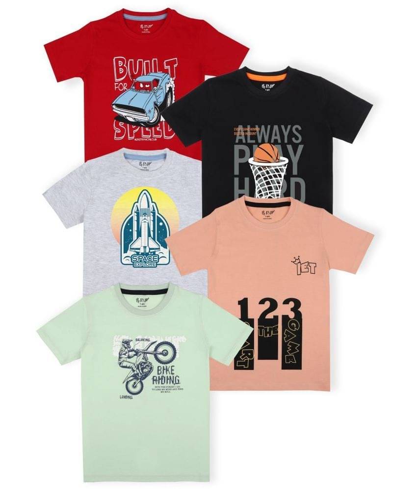     			J&JP Pack of 1 Boys Cotton Blend T-Shirt ( Multi Color )