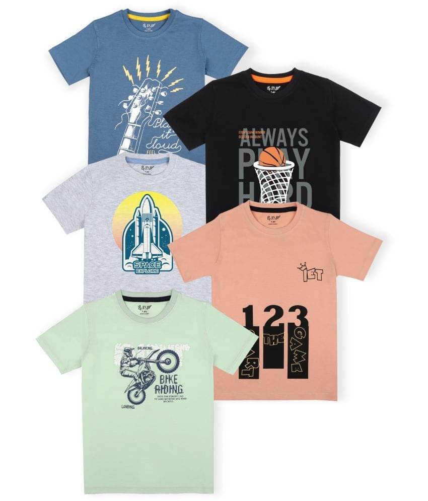     			J&JP Pack of 5 Boys Cotton Blend T-Shirt ( Multi Color )