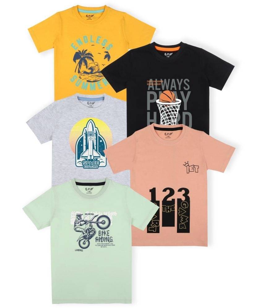     			J&JP Pack of 1 Boys Cotton Blend T-Shirt ( Multi Color )