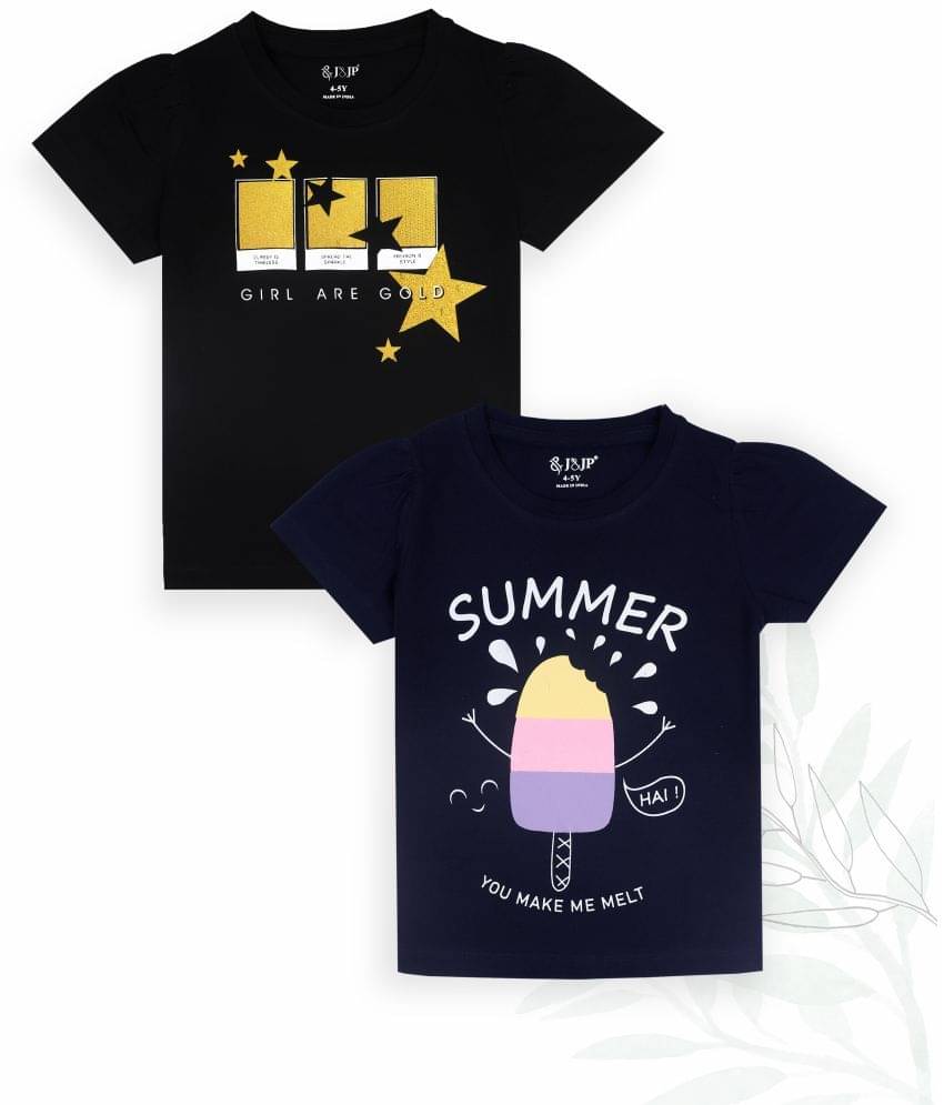     			J&JP Pack of 2 Girls Cotton Blend T-Shirt ( Multicolor )