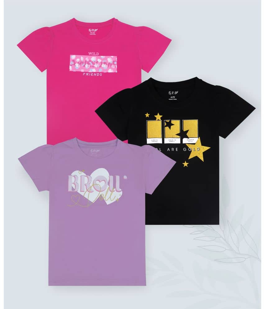 J&JP Pack of 3 Girls Cotton Blend T-Shirt ( Multicolor )