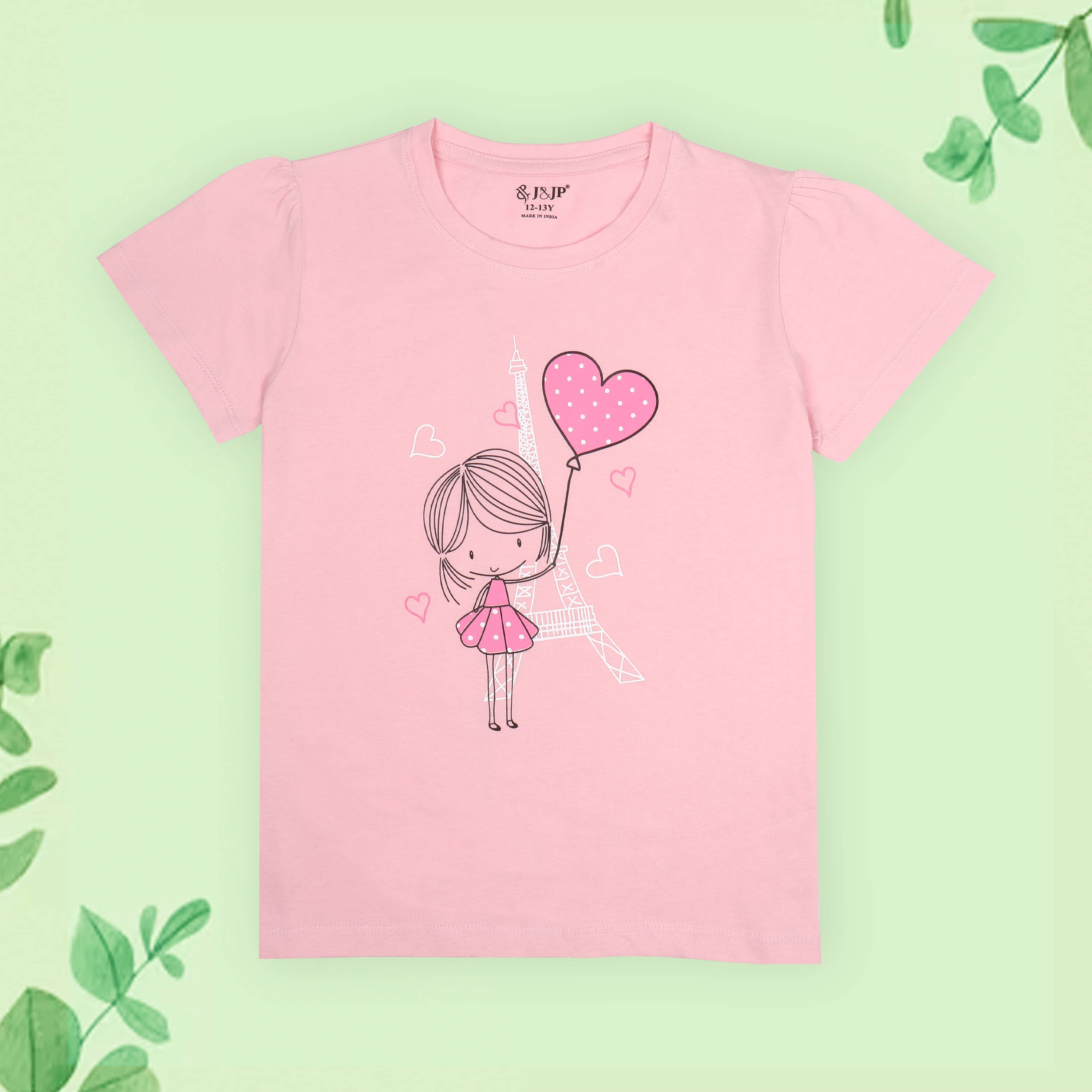 J&JP Pack of 1 Girls Cotton T-Shirt ( Pink )