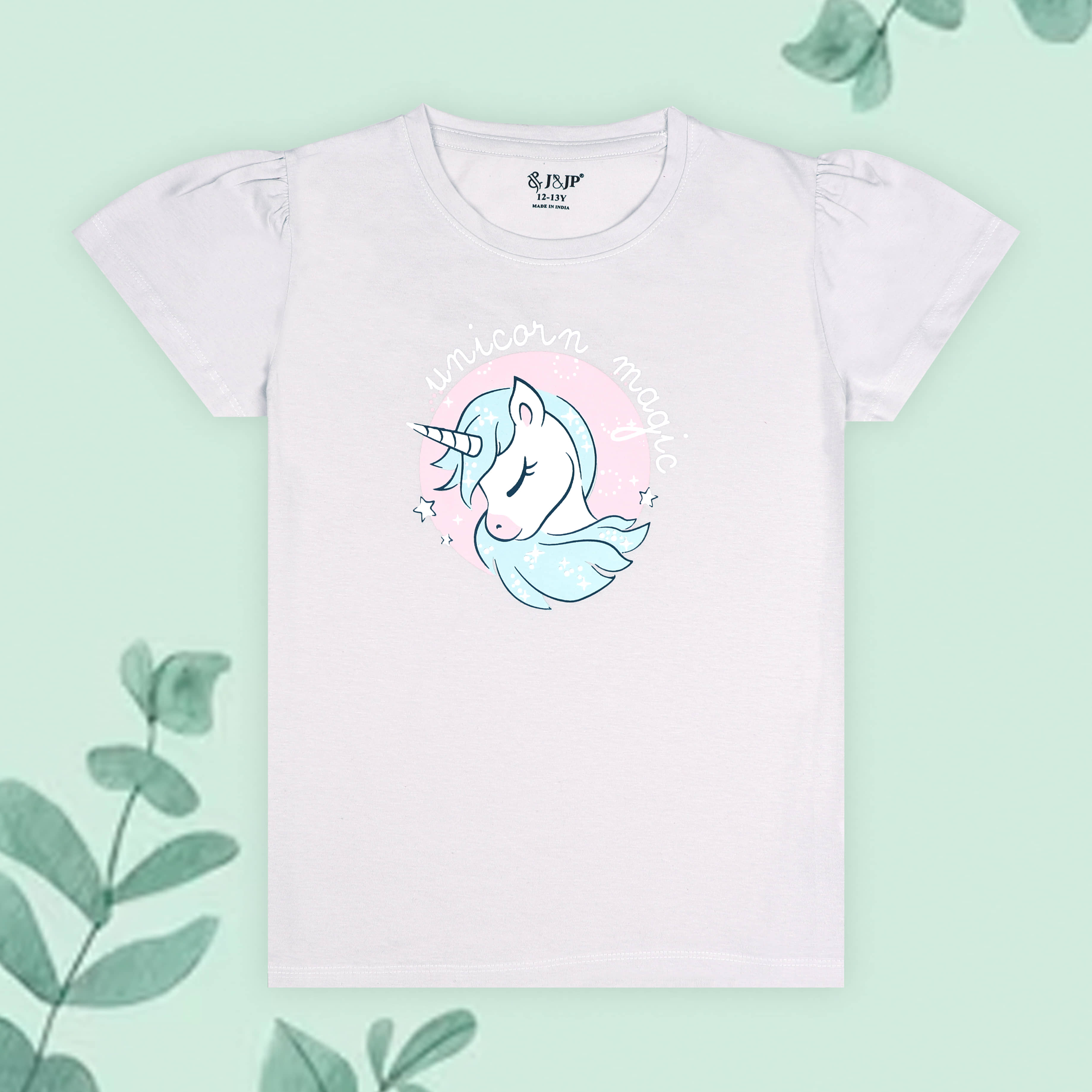 J&JP Pack of 1 Girls Cotton T-Shirt ( White )