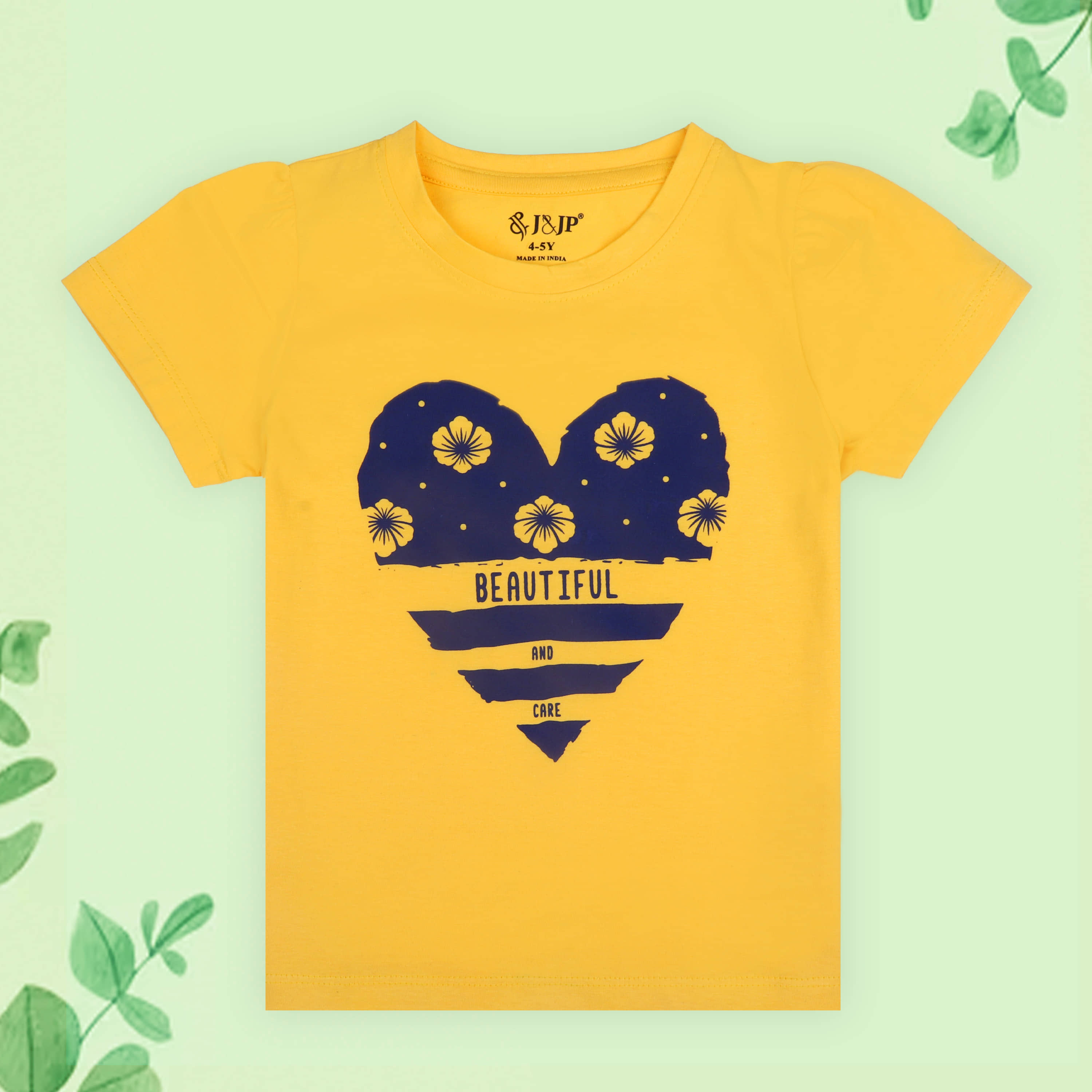 J&JP Pack of 1 Girls Cotton T-Shirt ( Yellow )