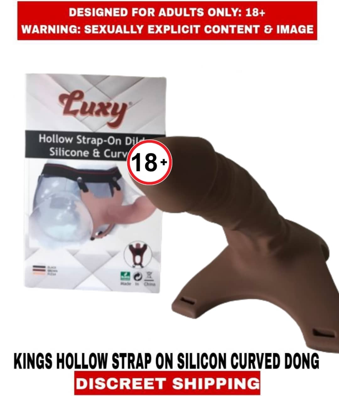 Male Adult Sex TOYS Hollow Strap-On Silicone Dildo With Harness For Men
