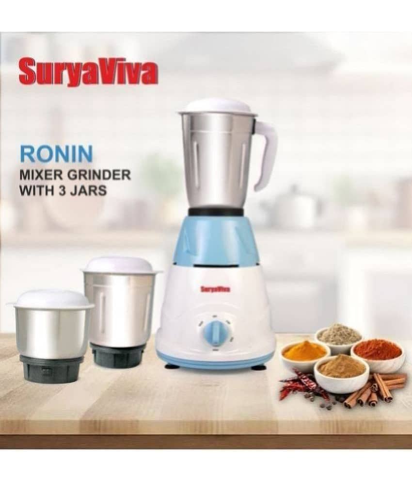 Bajaj Rex 500-Watt Mixer Grinder with Jars (White)