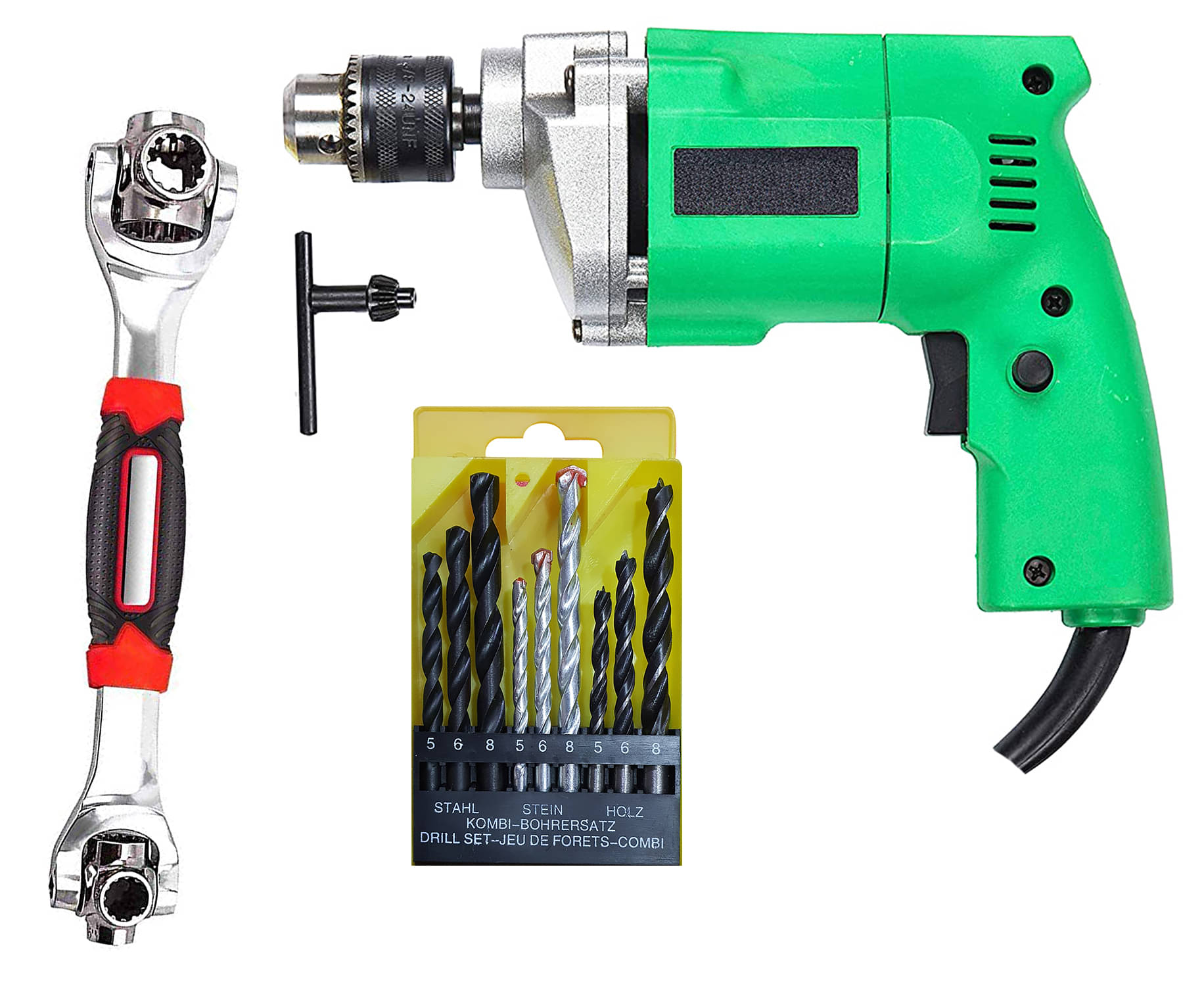 Shopper52 - DRL9PCB48in1 350W 10mm Corded Drill Machine with Bits Shopper52 - DRL9PCB48in1 350W 10mm Corded Drill Machine with Bits