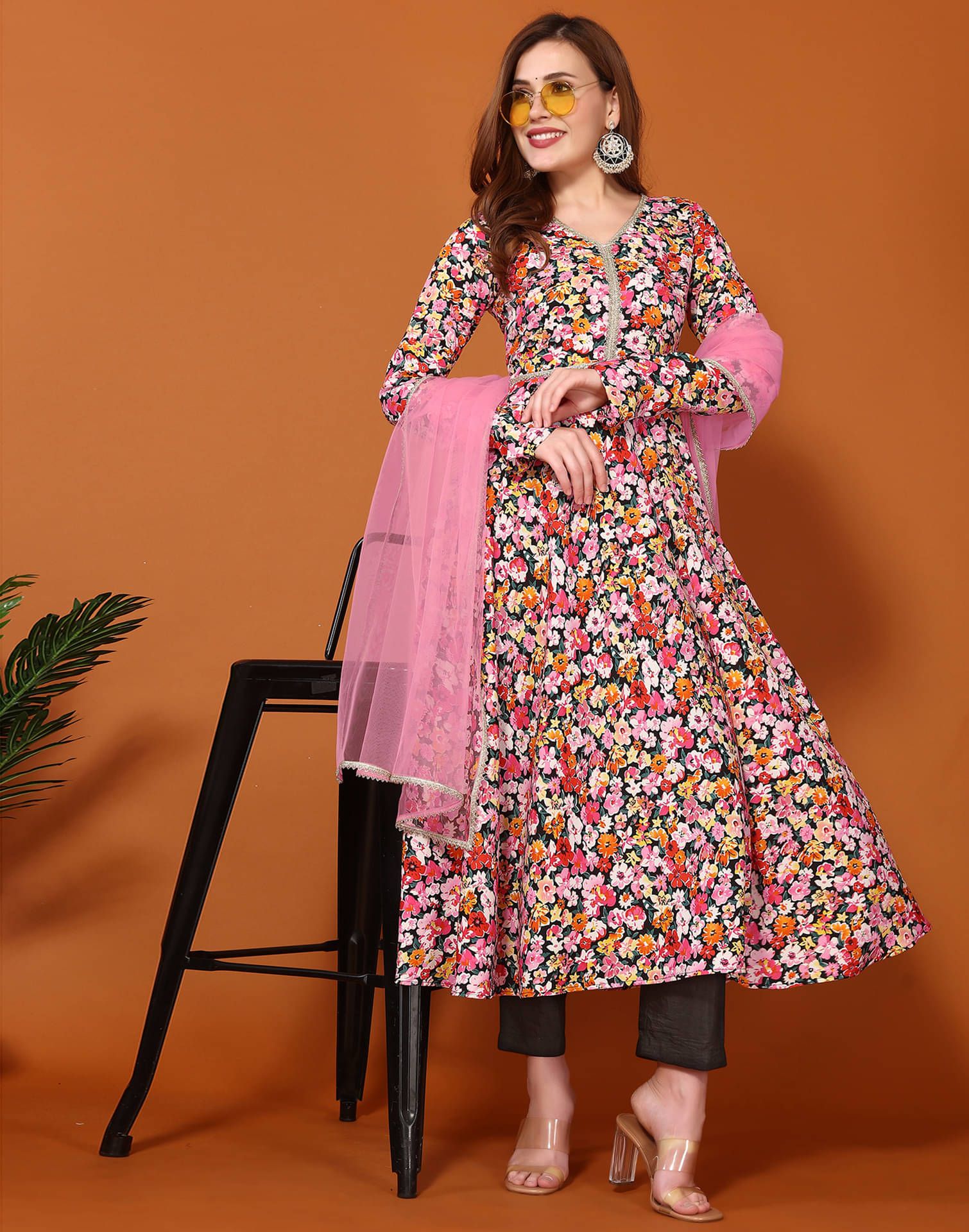     			Skylee Crepe Printed Kurti With Pants Women's Stitched Salwar Suit - Multicolor ( Pack of 1 )