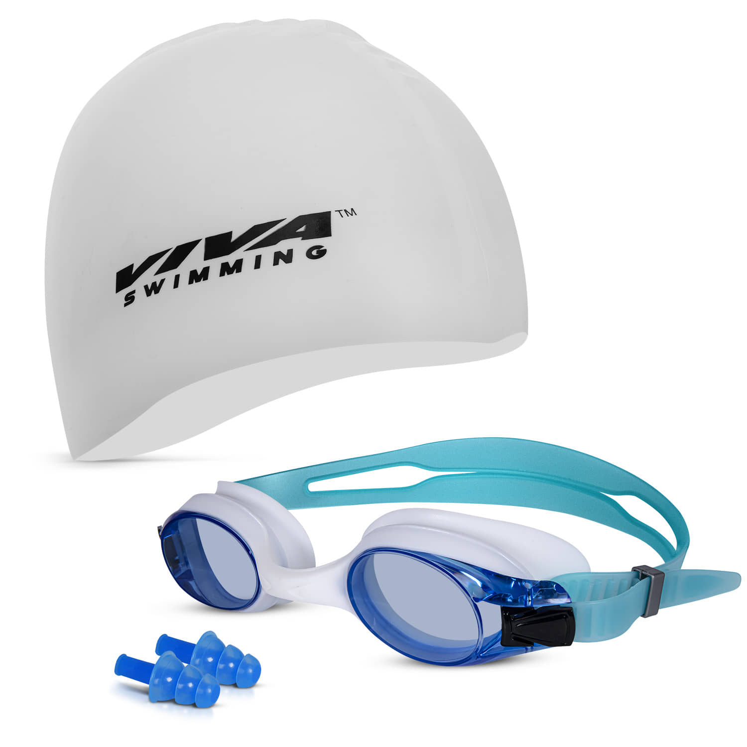 VIVA SWIMMING Combo 704 Swimming Goggles & Swimming Cap, 2 Ear Plug Swimming Kit - Sports and Fitness Equipment | Buy online on ZillyBuy