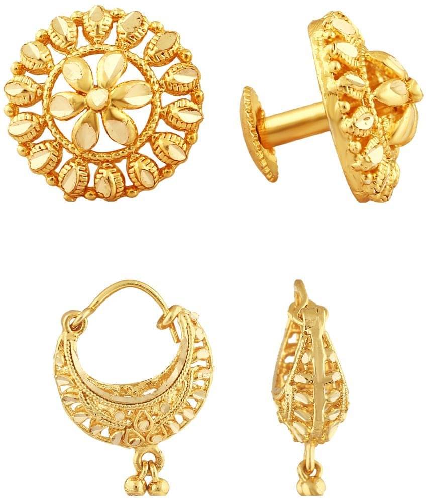     			VIVASTRI Golden Stud Earrings ( Pack of 2 )