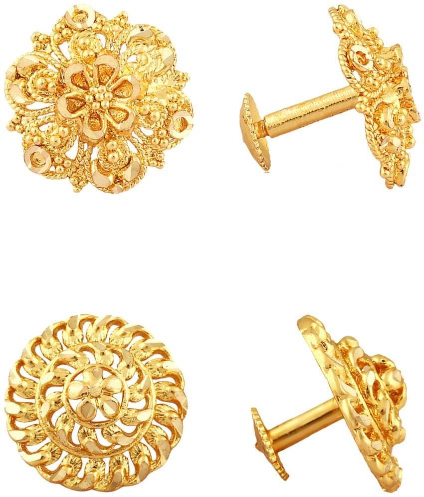     			VIVASTRI Golden Stud Earrings ( Pack of 2 )