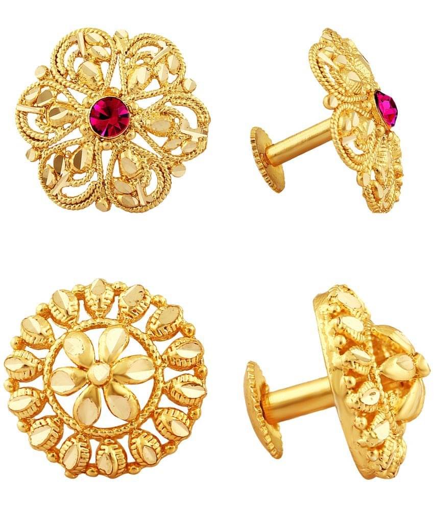     			VIVASTRI Golden Stud Earrings ( Pack of 2 )