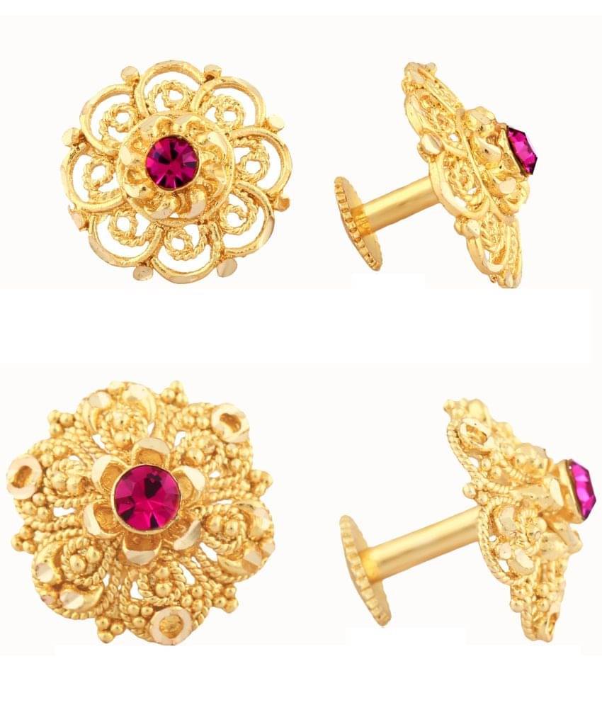     			VIVASTRI Golden Stud Earrings ( Pack of 2 )
