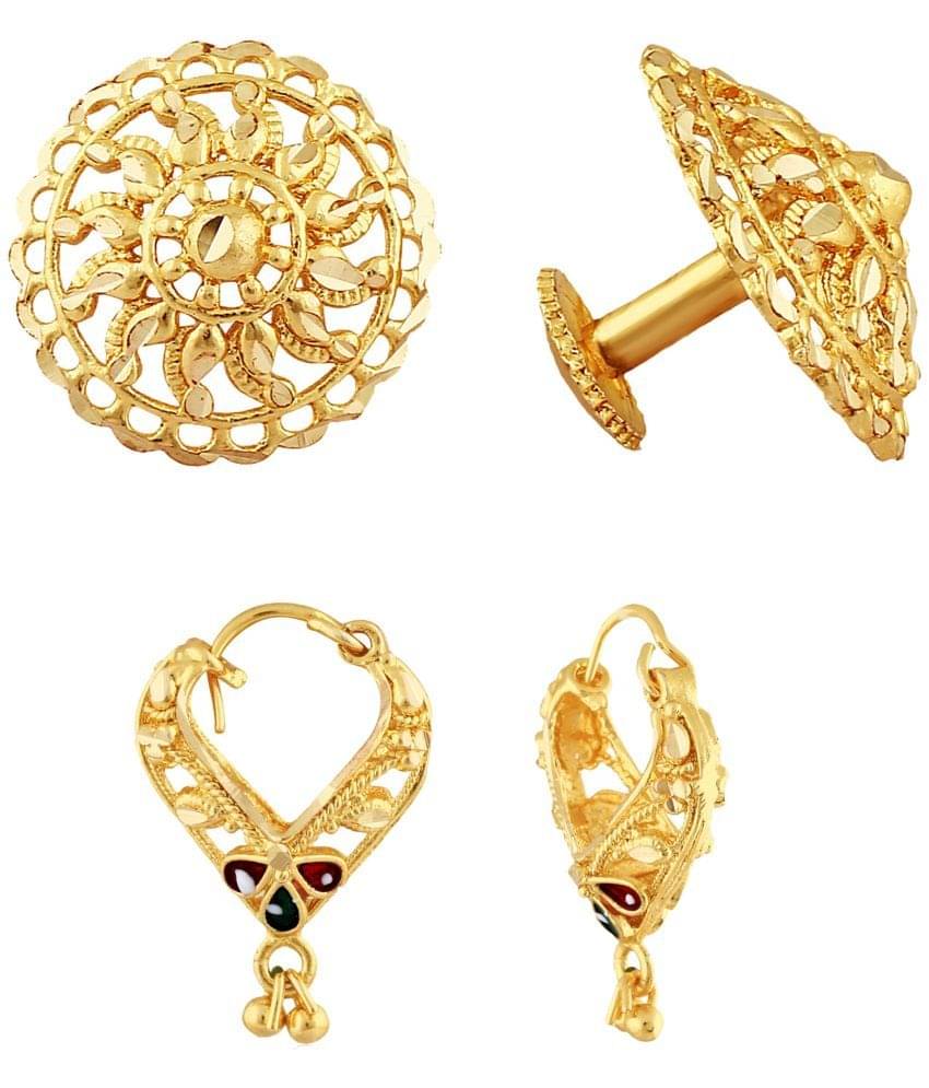     			VIVASTRI Golden Stud Earrings ( Pack of 2 )