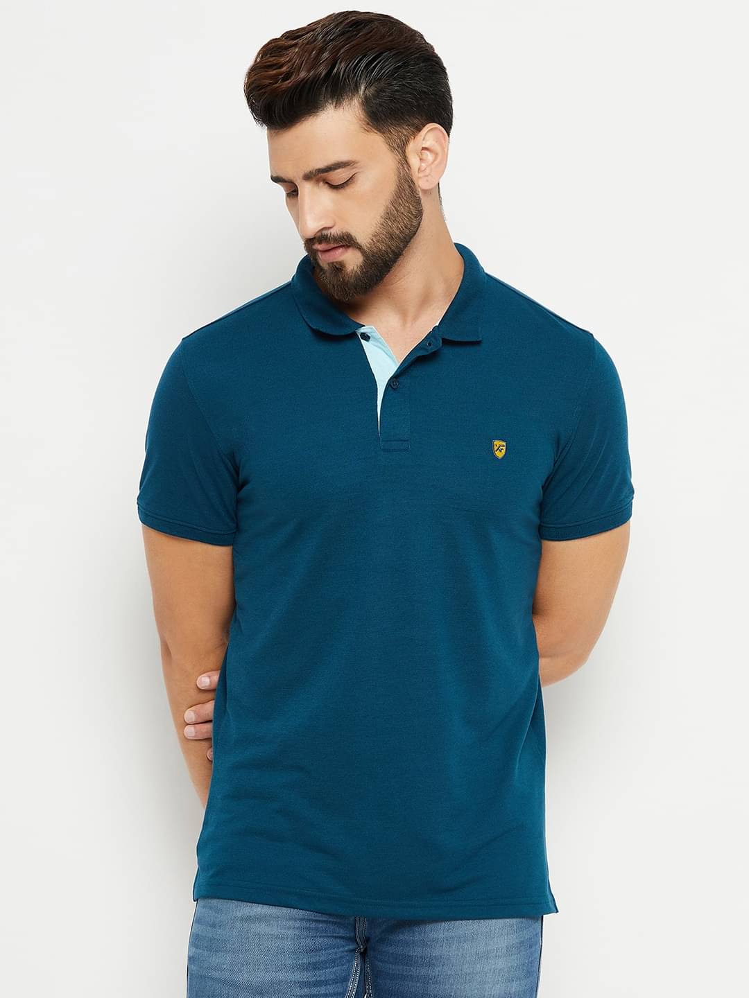 XPLUMP Pack of 1 Cotton Blend Regular Fit Solid Half Sleeves Men's Polo T Shirt ( Navy Blue ) XPLUMP Pack of 1 Cotton Blend Regular Fit Solid Half Sleeves Men's Polo T Shirt ( Navy Blue )