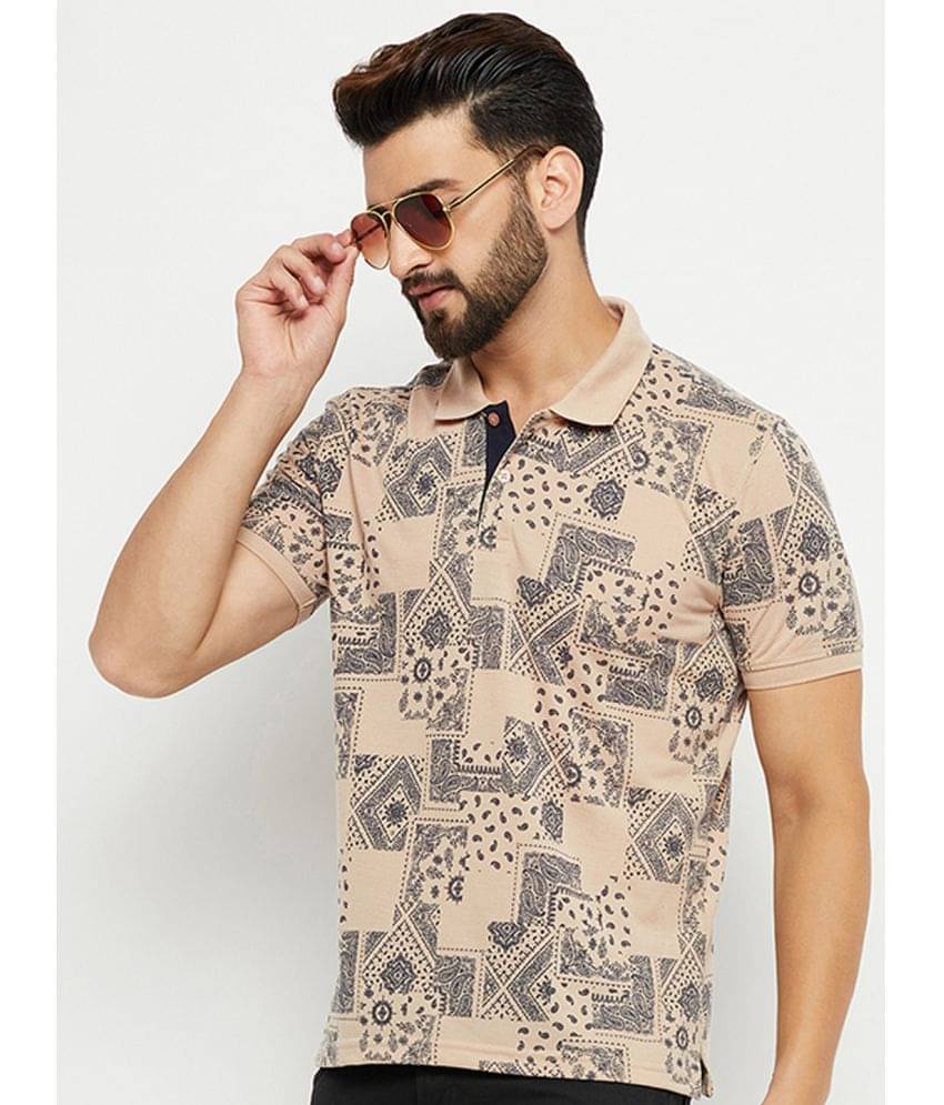 XPLUMP Pack of 1 Cotton Blend Regular Fit Printed Half Sleeves Men's Polo T Shirt ( Beige ) XPLUMP Pack of 1 Cotton Blend Regular Fit Printed Half Sleeves Men's Polo T Shirt ( Beige )