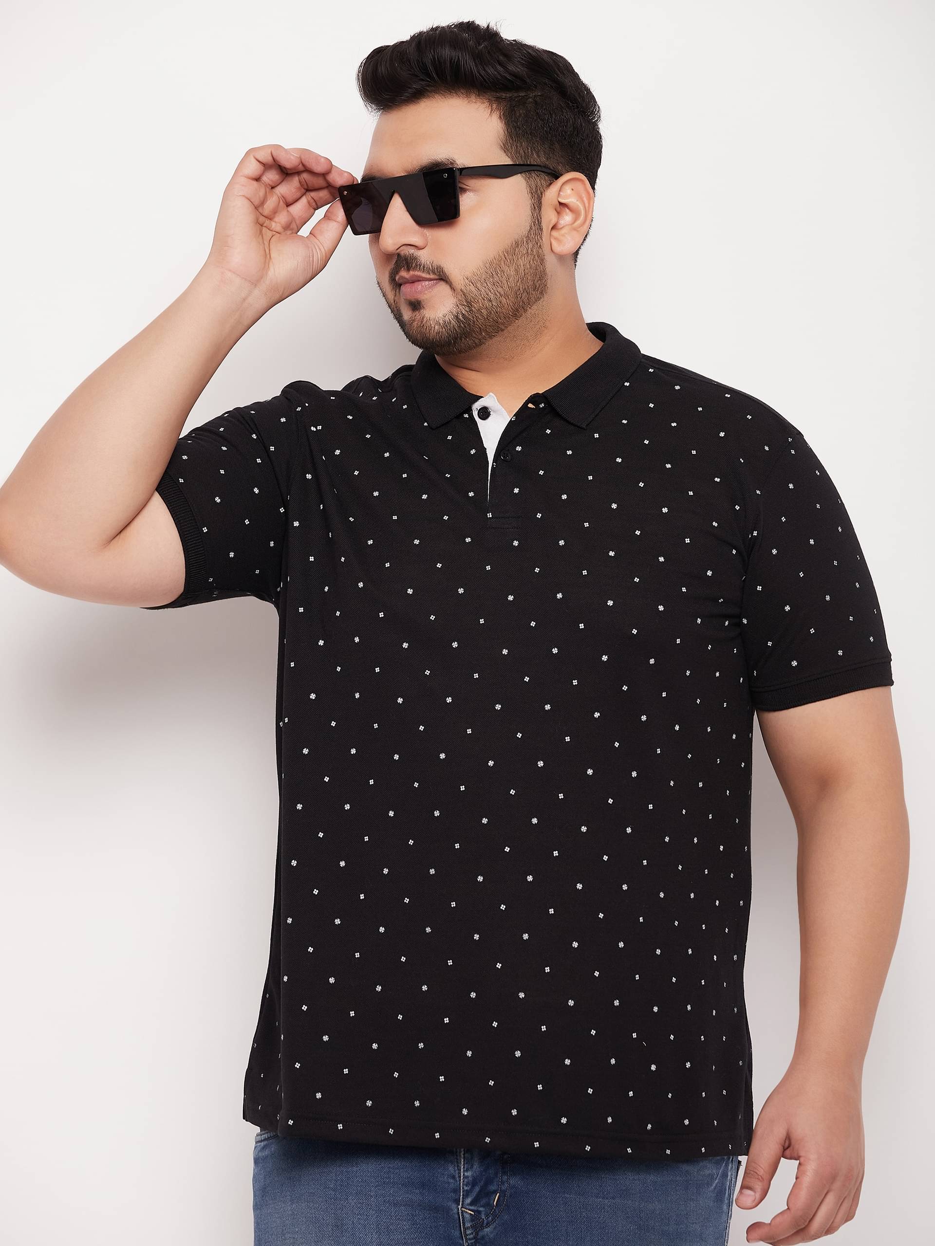     			XPLUMP Pack of 1 Cotton Blend Regular Fit Printed Half Sleeves Men's Polo T Shirt ( Black )