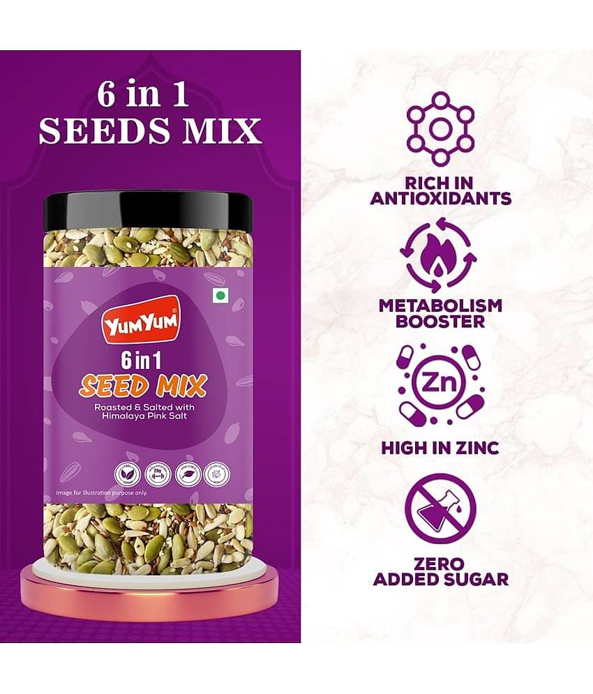 YUM YUM 6 in 1 Seeds Mix 400g | Healthy Edible Seeds Diet Snacks | Natural Roasted Seed