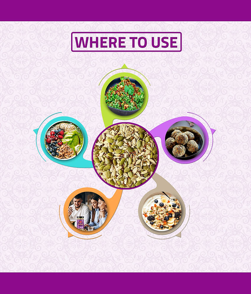 YUM YUM 6 in 1 Seeds Mix 400g | Healthy Edible Seeds Diet Snacks | Natural Roasted Seed