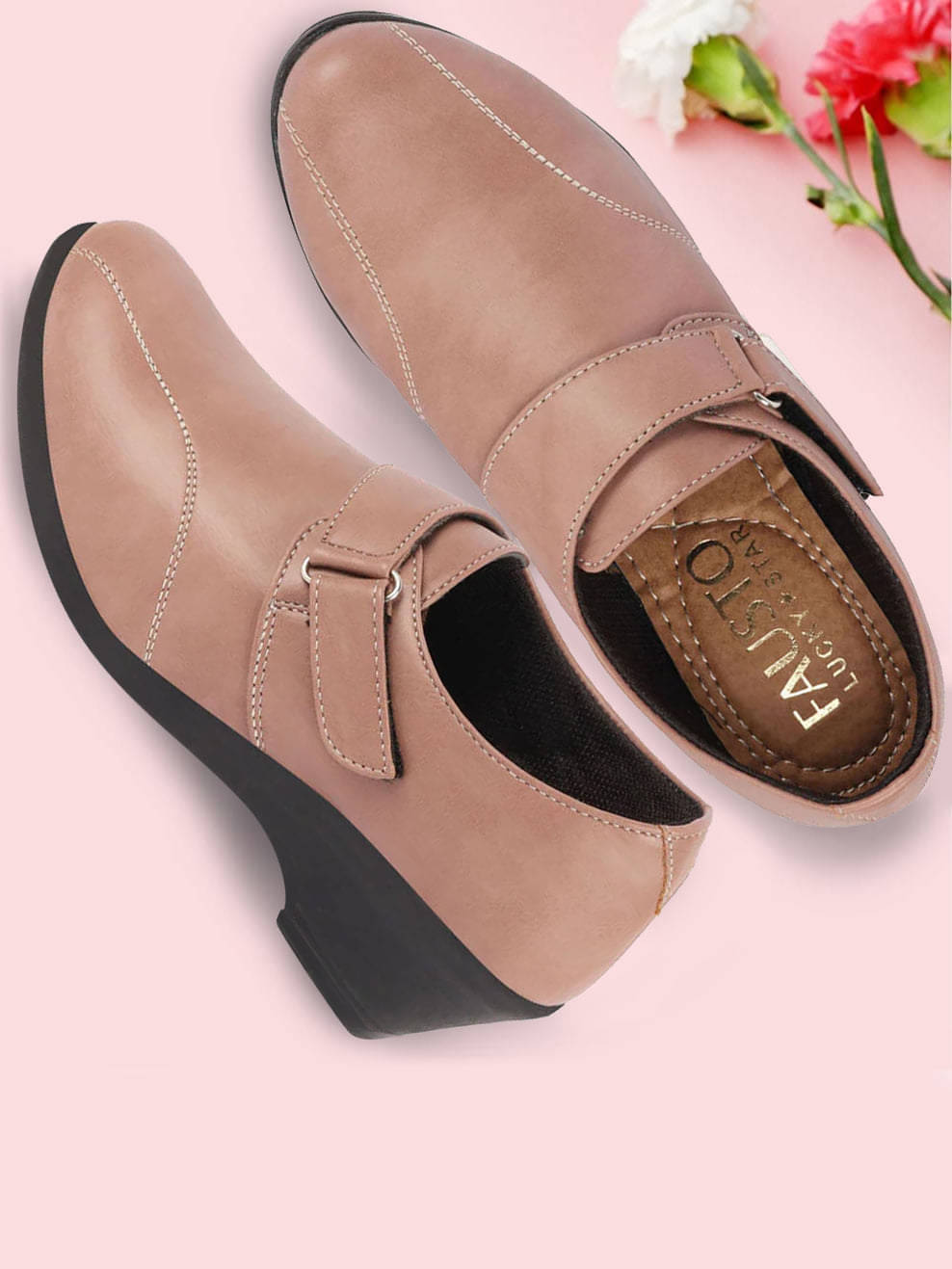 Fausto Peach Women's Slip On Heels Fausto Peach Women's Slip On Heels