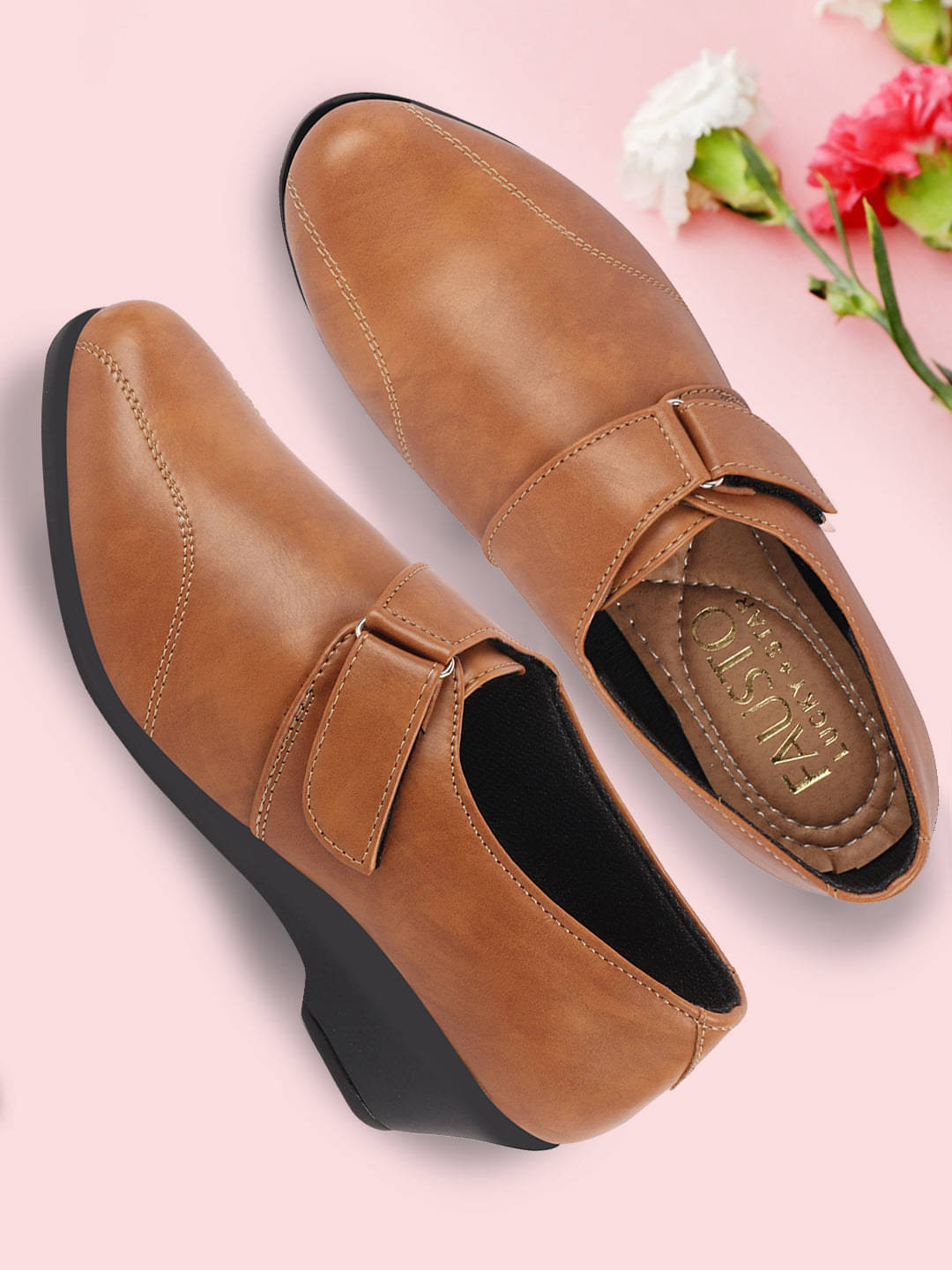     			Fausto Tan Women's Slip On Heels