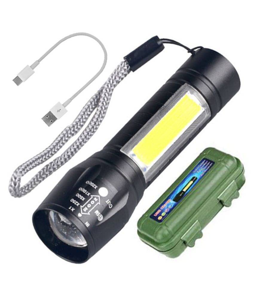2 in 1 Rechargeable 7 Watt LED Flashlight Waterproof Torch Battery LED Light with box (Pack of 1) 2 in 1 Rechargeable 7 Watt LED Flashlight Waterproof Torch Battery LED Light with box (Pack of 1)